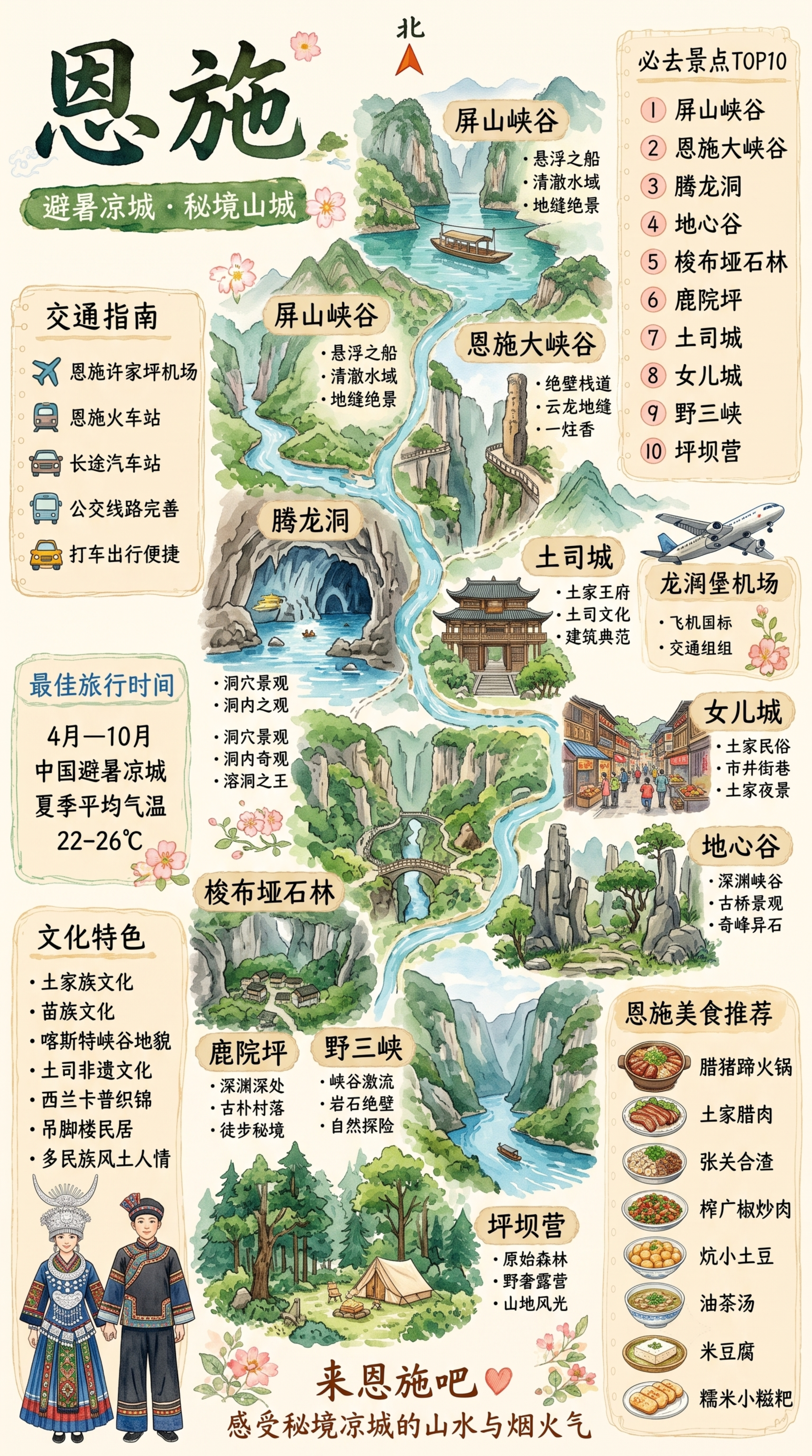 竖版9:16淡彩水彩手绘旅游地图，1:1复刻参考贵阳手绘地图的… - 图片创意预览