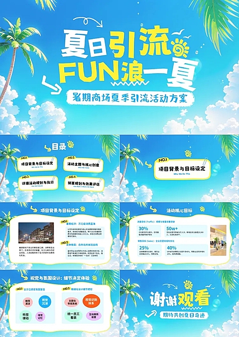 夏日夏季商场暑期暑假策划引流活动安排PPT套装