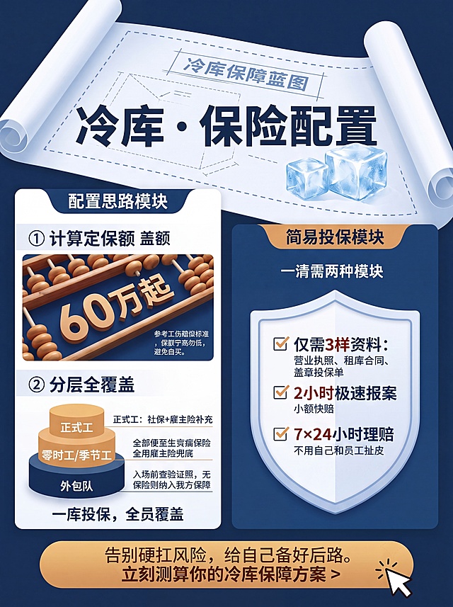 在原图基础上修改，删除"法务团队介入"这句话，保留"7×24小时理赔"和"不用自己和员工扯皮"，其他内容、布局、风格均保持不变。延续之前设计风格，主色为专业可信的深海蓝#0B2B4F和冰霜白，强调色为警示暖金#D9A066与风险暗红，整体感觉冷静、清醒、高级不花哨，保持商务专业感，避免卡通字体。图片比例保持3:4不变。