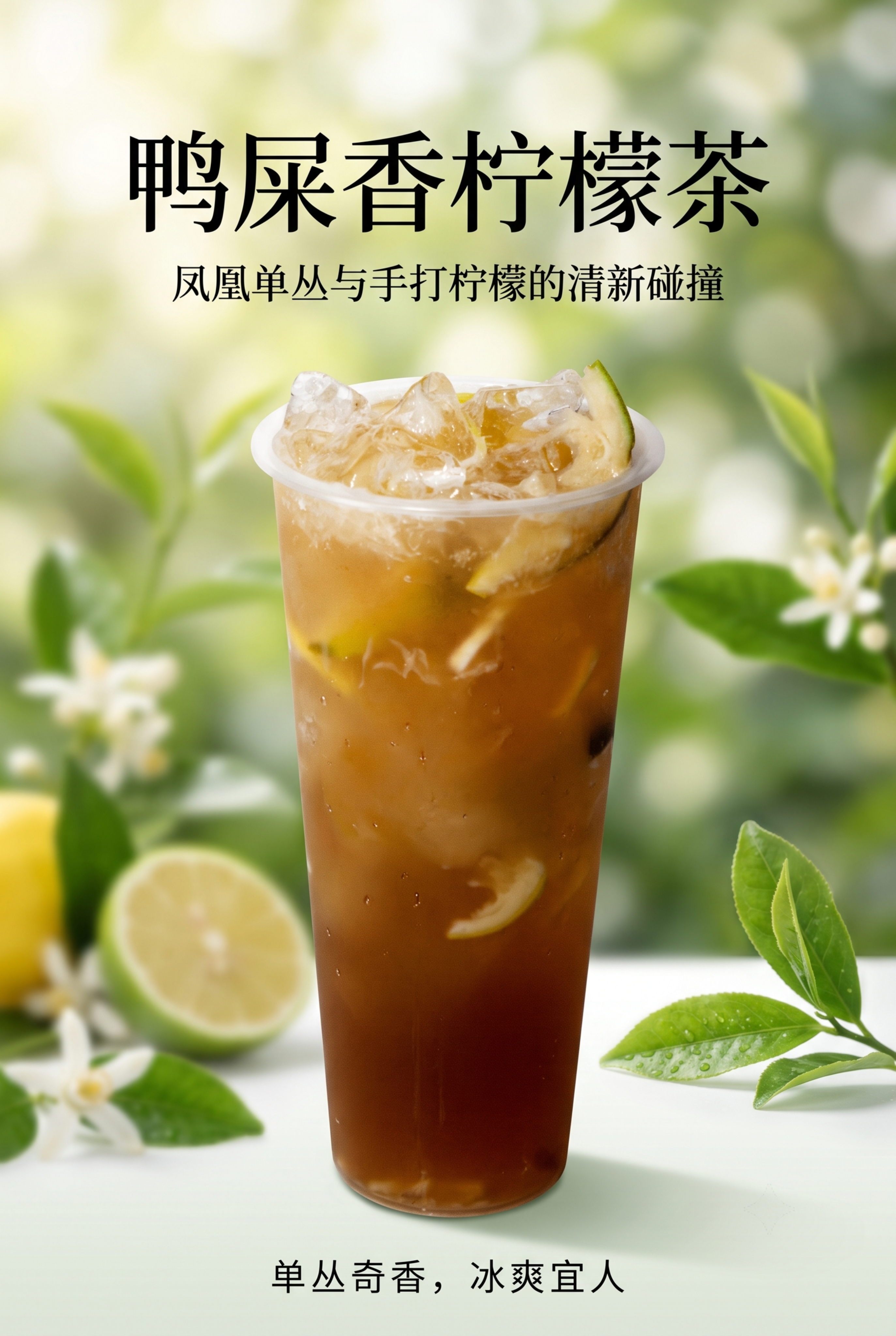 饮品宣传海报，饮品名为“鸭屎香柠檬茶”，A4竖版尺寸，高质感配… - 图片创意预览