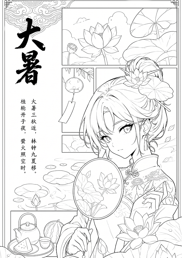 提取生成和原图同款的纯净黑白线描稿，保留所有轮廓细节、文字和构图，去除填色和阴影，保持原图画面比例不变，输出4K分辨率