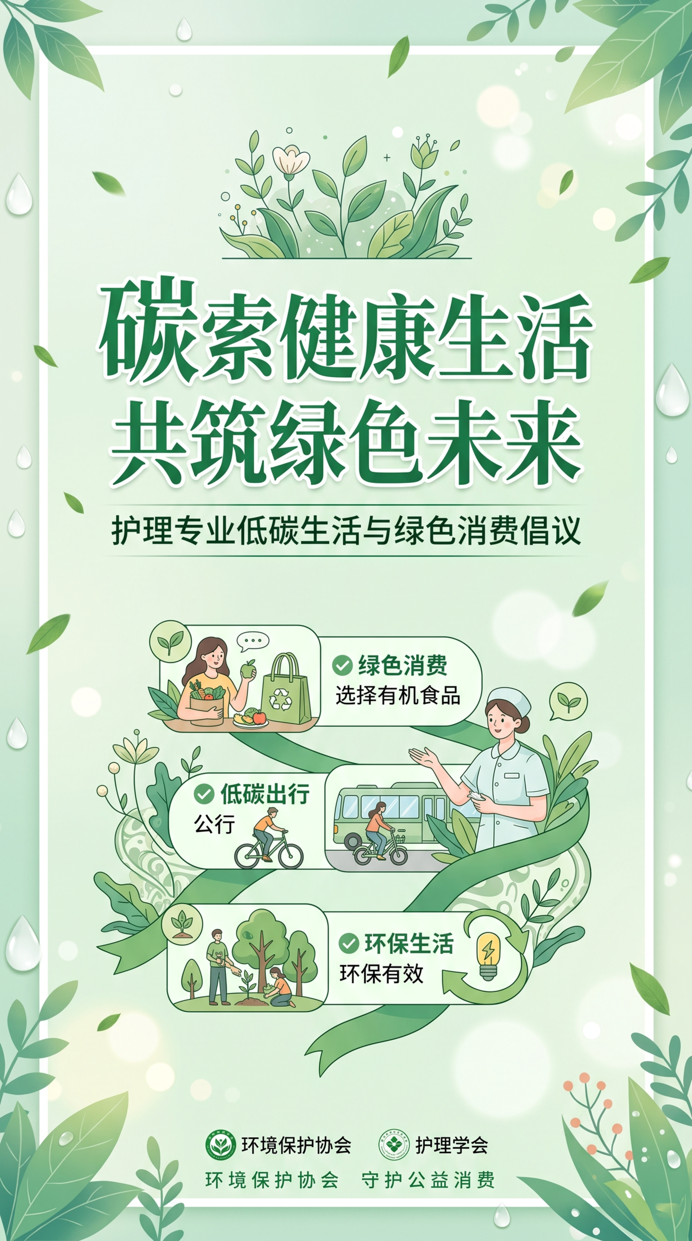 环保主题公益宣传海报，主题为《以“碳”索健康生活，共筑绿色未来… - 图片创意预览
