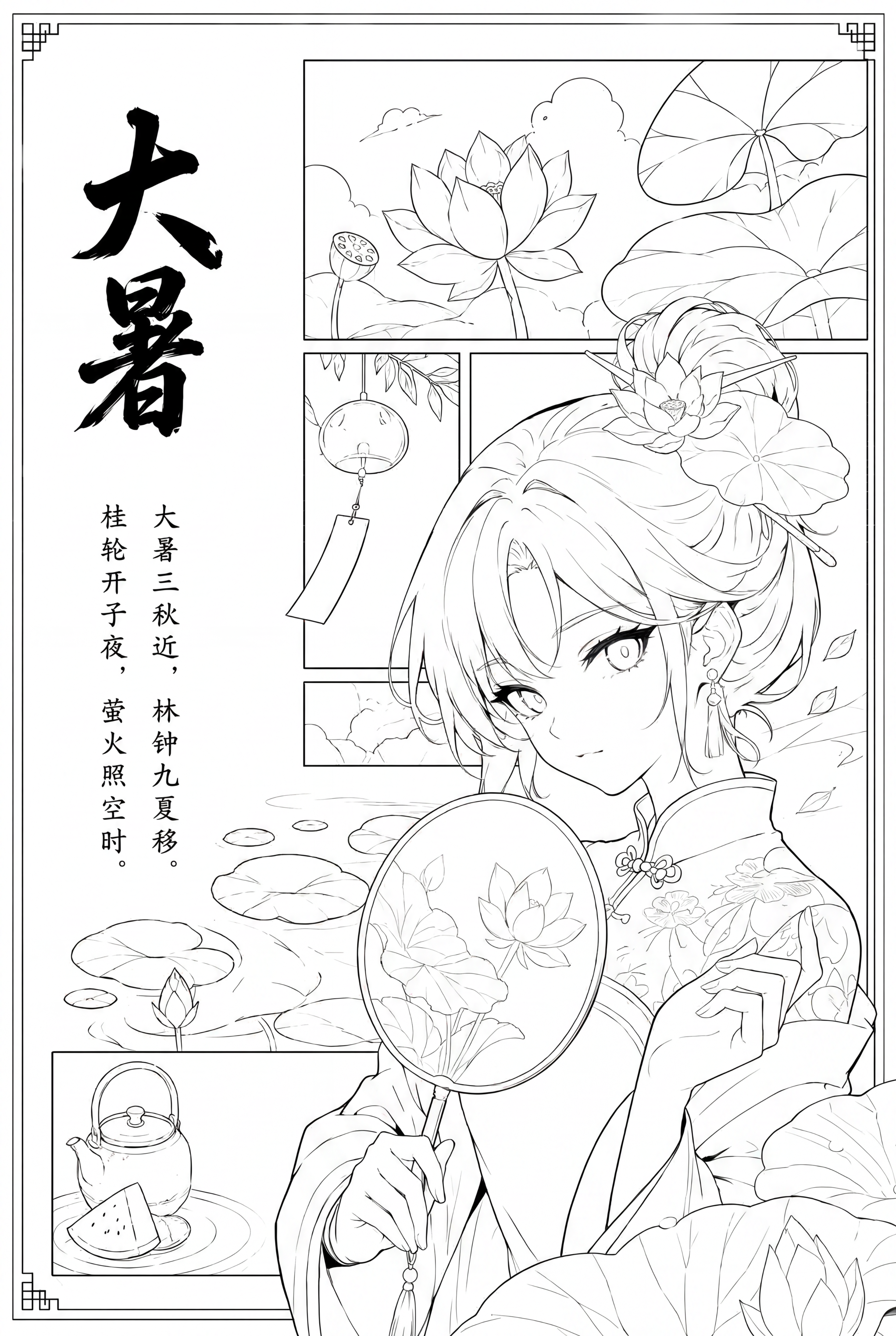 从原图提取出纯净的黑白线描稿，保留所有细节轮廓和文字，去除填色… - 图片创意预览