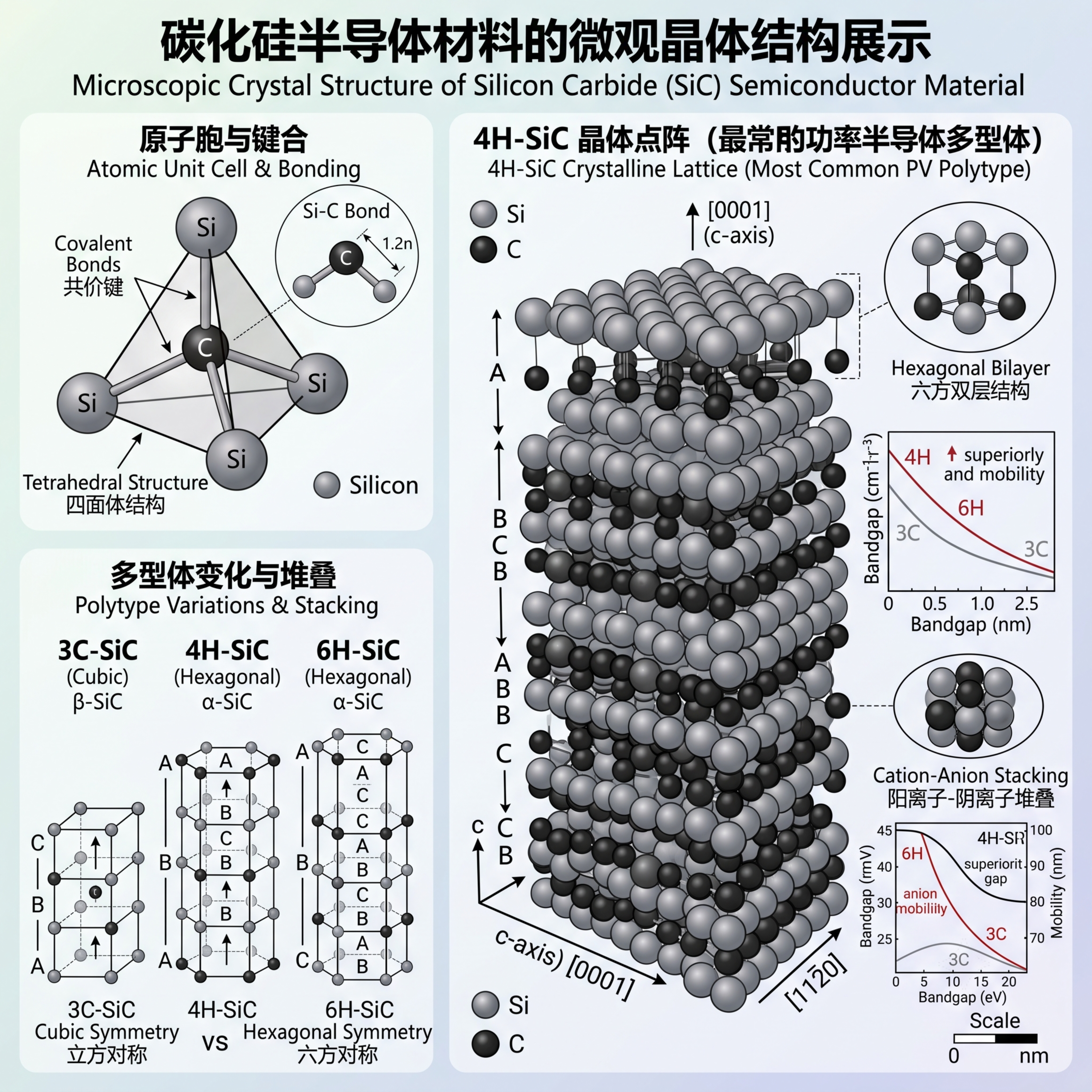 碳化硅半导体材料的微观晶体结构展示，高清科研图片 - 图片创意预览