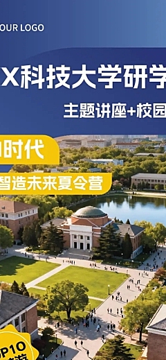 夏季暑假亲子旅游研学活动营销夏令营宣传长图海报