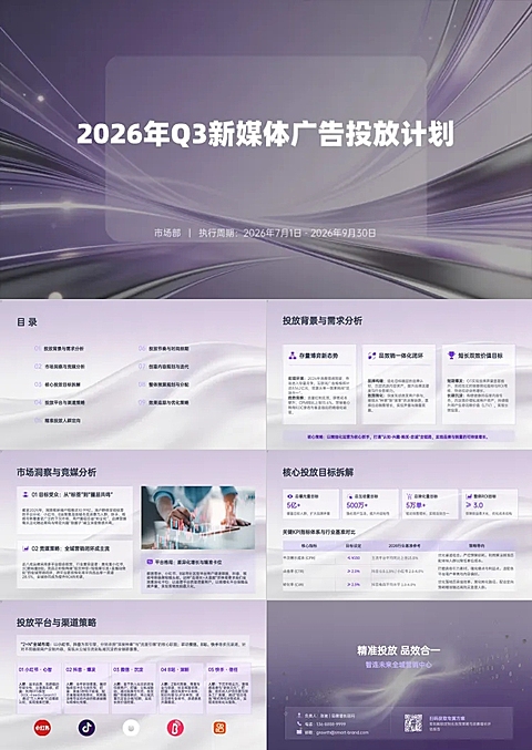 消费市场季度新媒体广告投放精细化全媒体方案PPT