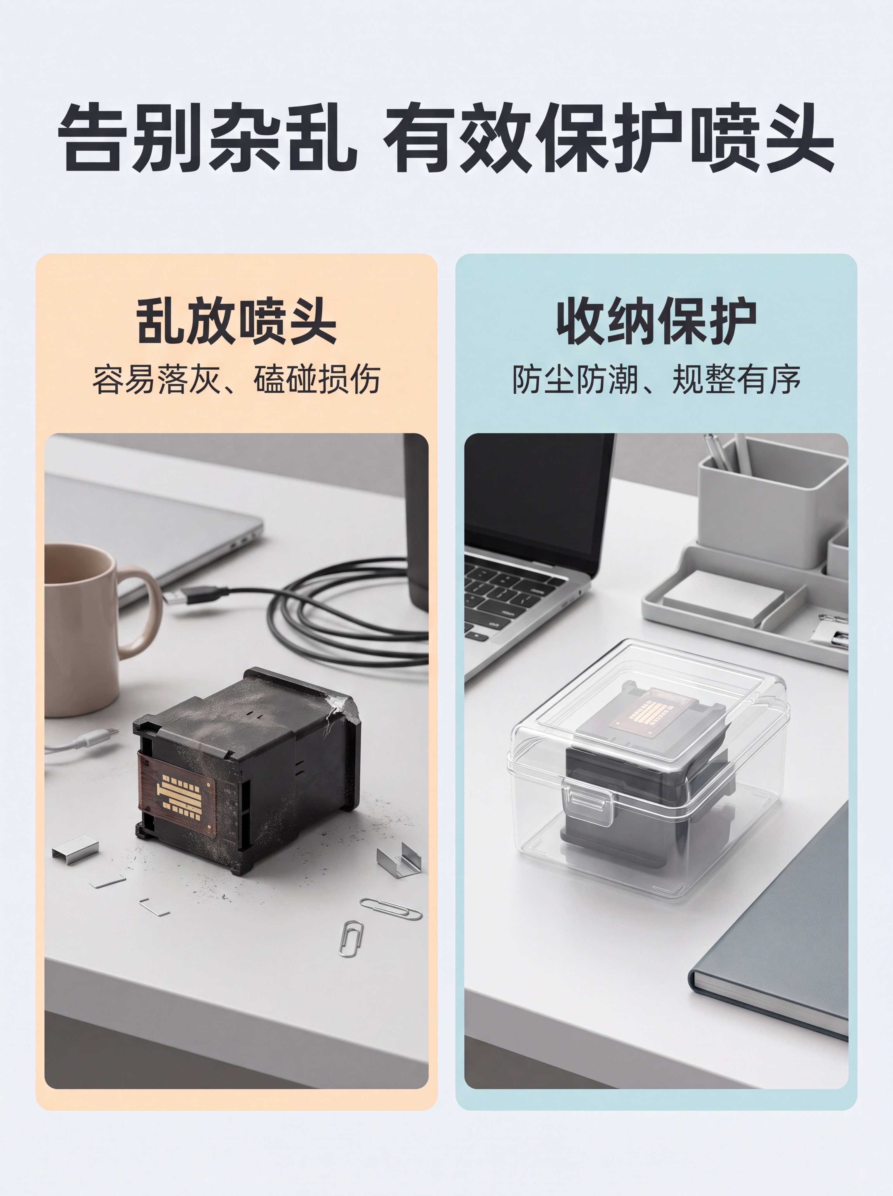，生成一套详情页，商品名称为打印机喷头收纳盒，适配 - 图片创意预览