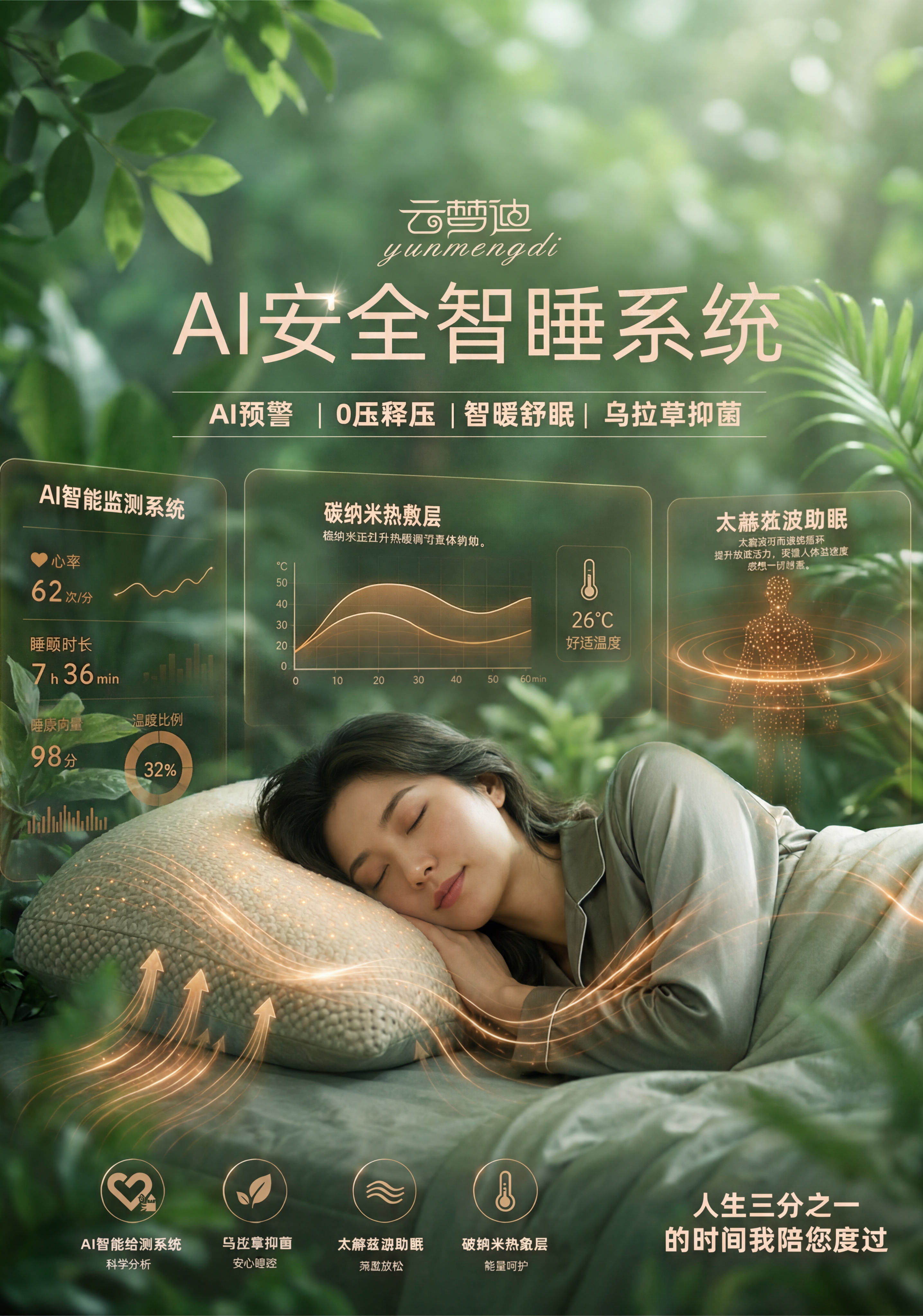 修改海报风格，将原来的暖棕室内背景替换为自然绿色环境，整体色调… - 图片创意预览