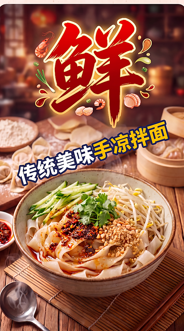 「图片1」传统 美味手凉拌面   排成斜向