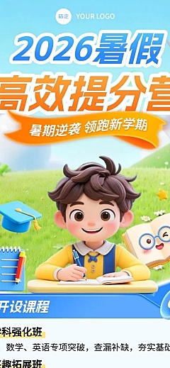 3d卡通暑假高校提分营培训班辅导班招生长图