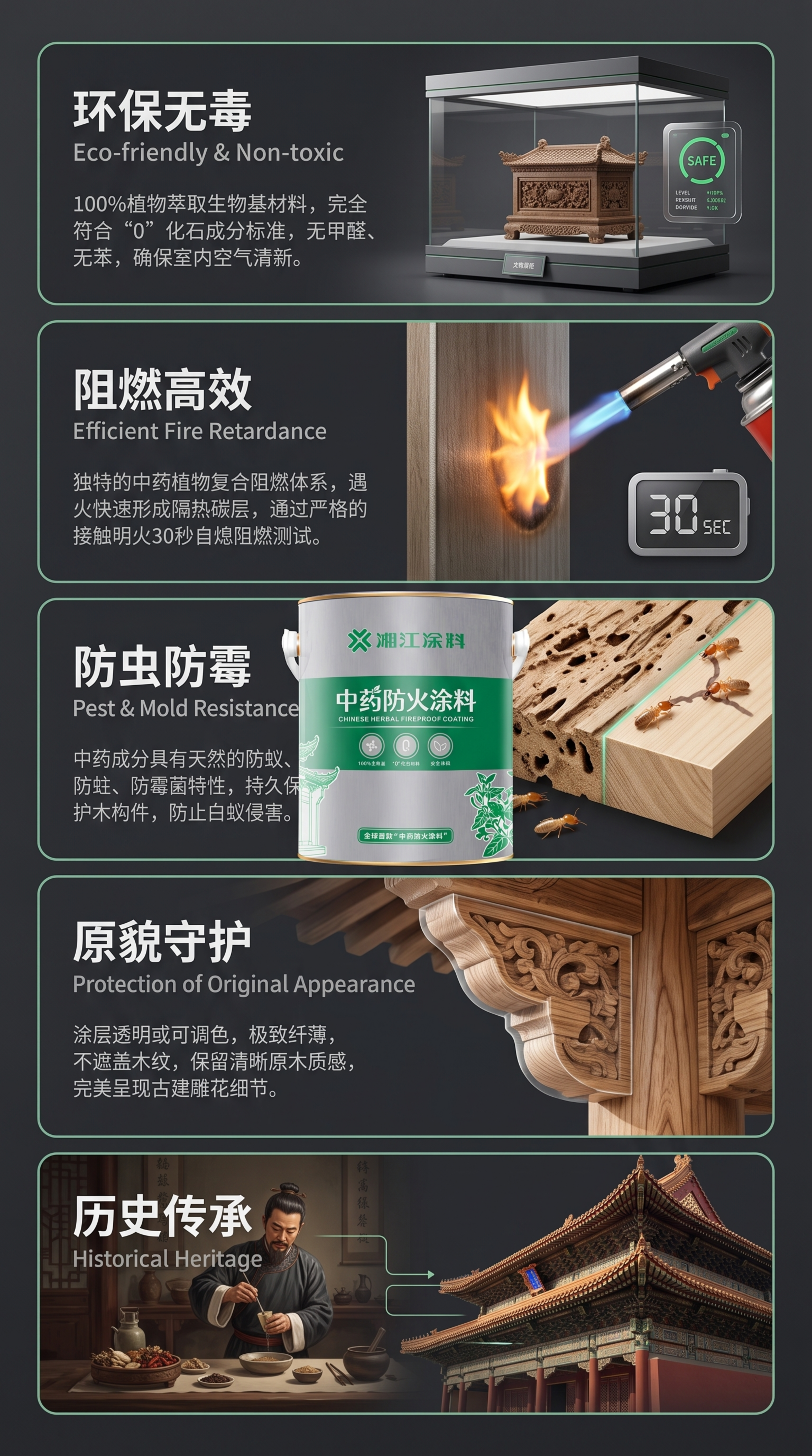 「图片1」生成一套详情页，商品名称为中药防火涂料，适配淘宝/天… - 图片创意预览