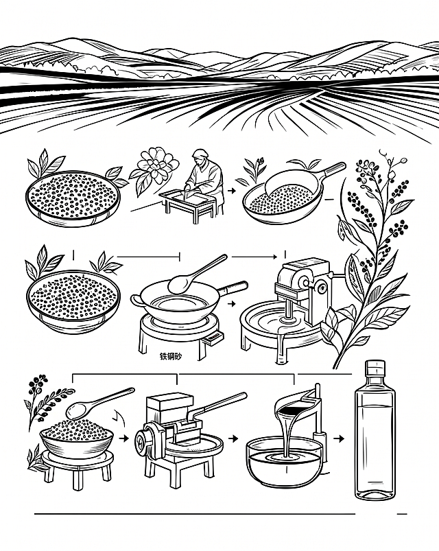 提取图片中的所有插图内容，去掉文字和绿色背景，改为白色背景，将所有插图转为纯黑色手绘线稿风格，保留全部线条轮廓