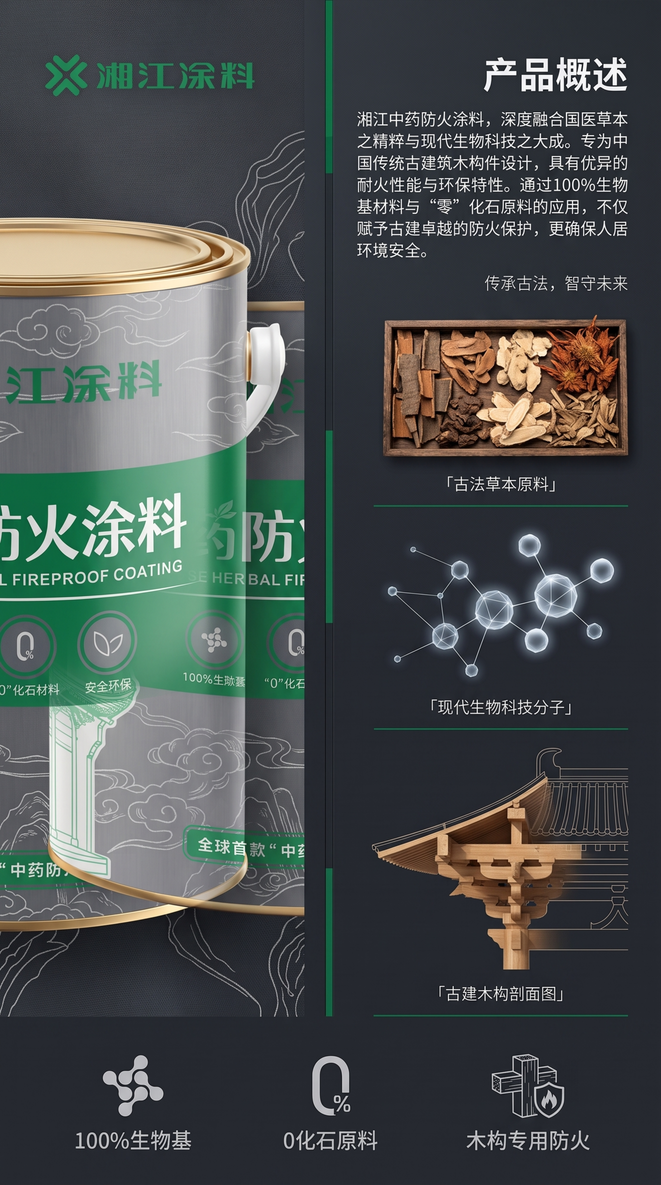 「图片1」生成一套详情页，商品名称为中药防火涂料，适配淘宝/天… - 图片创意预览