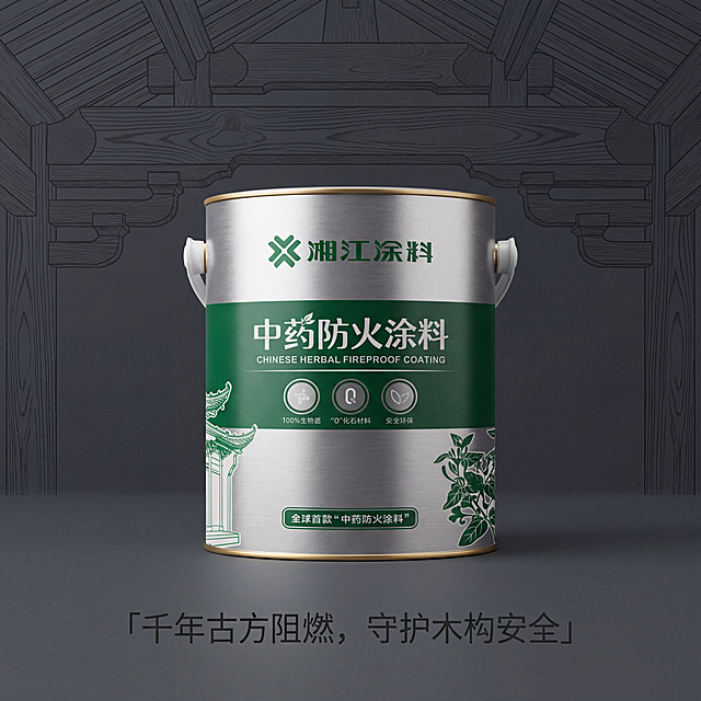「图片1」生成一套主图，商品名称为中药防火涂料，适配淘宝/天猫平台，单图比例为1:1，需求屏数为6张。我下面给你的都是参数，你自己选择 我只需要6张主图

整体统一调性：工业高级防火产品风，低饱和灰银为主色调，点缀深墨绿做品牌点缀，拒绝大面积纯绿；质感金属桶+实木肌理+防火阻燃视觉氛围，国风古建+现代工业双融合，光影干净高级，电商详情页高清写实4K，商业产品摄影，细节清晰，无多余杂物



第一屏首屏主视觉：

主画面：居中摆放原图同款银金封边金属涂料桶（湘江涂料logo、中药防火涂料标题保留），背景浅炭灰渐变，左右分置古风木梁燃烧阻燃特效、现代木质别墅防火防护场景微光；点缀少量草本植物暗纹，无大面积绿色。

文字排版分层：顶部大字「湘江涂料｜全球首款中药防火涂料」，底部小字标语「千年古方生物基阻燃，木构专属安全防护」

画面参数：4K超写实商业产品摄影，柔和侧逆光，金属桶拉丝质感清晰，火焰特效柔和不刺眼，低饱和高级灰基底，墨绿仅用作文字线条点缀，极简工业国风，通透干净，电商详情首屏海报，景深突出涂料桶主体



第二屏产品概述：

画面构图：左右分栏，左侧金属涂料桶半展示，右侧拆分视觉元素：古法中药草本原料、现代生物科技分子线条、古建筑木构件剖面；背景哑光深灰，细浅银灰色纹理底，少量墨绿色细线条区分板块，无大块绿色。

内容文案对应排版：标题「产品概述」，正文完整放置给定概述文案；底部极简图标标注三大核心标签：100%生物基、0化石原料、木构专用防火。

画面参数：简约工业详情页版式，扁平化写实结合，光影柔和，国风线条勾勒古建纹样，科技感低多边形分子图形，整体冷峻防火安全风，高清电商详情板块，文字清晰可读



第三屏产品五大核心特点：

画面构图：深炭灰底色，5个独立分区卡片式布局，卡片边框浅墨绿细线条，每个卡片搭配对应写实小场景插图，中心放置完整涂料桶缩小版做视觉锚点，无大面积绿色。

5个分区对应配图：

1. 环保无毒：密闭室内空间、文物展柜场景

2. 阻燃高效：木板接触明火30秒自熄阻燃测试特写

3. 防虫防霉：白蚁远离木构件、无霉斑原木切面

4. 原貌守护：保留清晰原木木纹、古建雕花细节

5. 历史传承：古代漆艺匠人+故宫木构防火工艺插画

文字：每个卡片顶部小标题，下方对应完整产品特点文案

画面参数：模块化电商详情板块，高级灰商务防火风，写实实拍小插图，文字层次分明，对比度适中，8K高清，工业防护产品视觉




第四屏适用场景：

画面构图：三栏均等横向布局，深灰渐变背景，仅分割线使用墨绿色，每栏顶部分类标题，下方实景写实效果图，底部小字标注适配品类。

三栏场景对应：

1. 古建文物栏：寺庙祠堂木质斗拱、古村落木楼、文物木构件

2. 居住商业栏：木质民宿、原木酒店包厢、室内人员密集场馆

3. 装饰工艺栏：木雕佛像、实木家具、字画木裱、木质工艺品

角落放置小型涂料桶作为品牌标识点缀

画面参数：实景合成电商板块，柔和自然光，木质纹理真实细腻，整体沉稳防火安全调性，低饱和配色，无大面积绿色，版式整洁大气



第五屏产品技术参数：

画面构图：极简工业数据面板风，哑光黑灰底色，白色表格为主，表头用浅墨绿区分，左侧放置金属涂料桶侧边特写，右侧完整国标参数表格，对应全部给定技术参数。

视觉元素：细微防火、检测仪器简约线条图标点缀表格四周，无多余绿植、大面积绿色元素。

画面参数：科技感工业参数详情板块，字体清晰工整，表格规整，冷色调安全防火视觉，高清电商参数板块，专业严谨质感







通用全局约束（所有屏幕统一要求）

1. 主色调：炭灰、银金属色、原木浅棕为主，墨绿色仅用于文字、分割细线、小图标点缀，禁止超过10%画面占比，杜绝大面积绿色背景/色块

2. 风格统一：工业防火防护产品写实商业摄影，融合国风古建线条，科技阻燃可视化特效，质感高级厚重，适配工程、古建、家具采购客户

3. 画质标准：4K超高清，光影均匀柔和，无过曝死黑，文字清晰可阅读，电商详情长图版式，模块分割规整，无杂乱元素

4. 核心视觉锚点：每屏均少量露出湘江涂料金属桶，强化产品本体，全程突出「防火阻燃」核心卖点，草本、中药元素仅做细微暗纹装饰，不抢占防火主题视觉重心