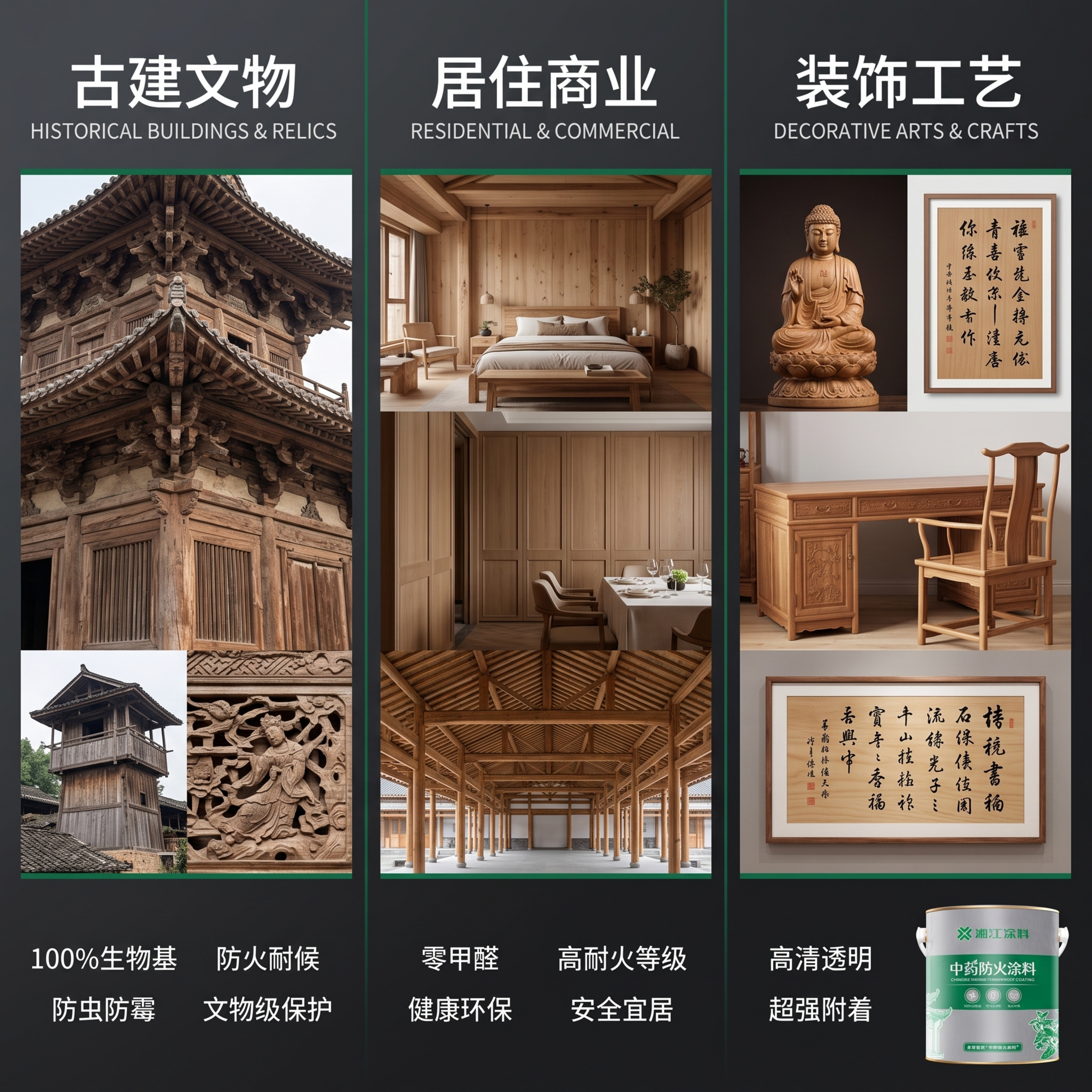 「图片1」生成一套主图，商品名称为中药防火涂料，适配淘宝/天猫… - 图片创意预览