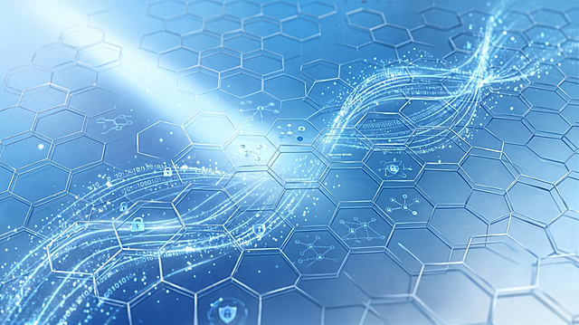 将这张图片修改为信息网络安全主题的高级科技感背景图，不出现人物，保留原浅蓝渐变基调，添加科技感的网格、数据流、粒子光效元素，营造高级科技感