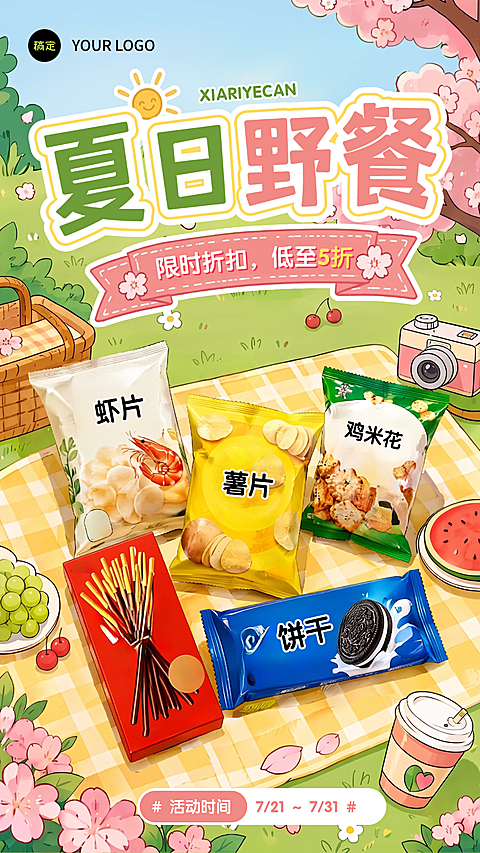 夏季营销出行零食食品行业海报
