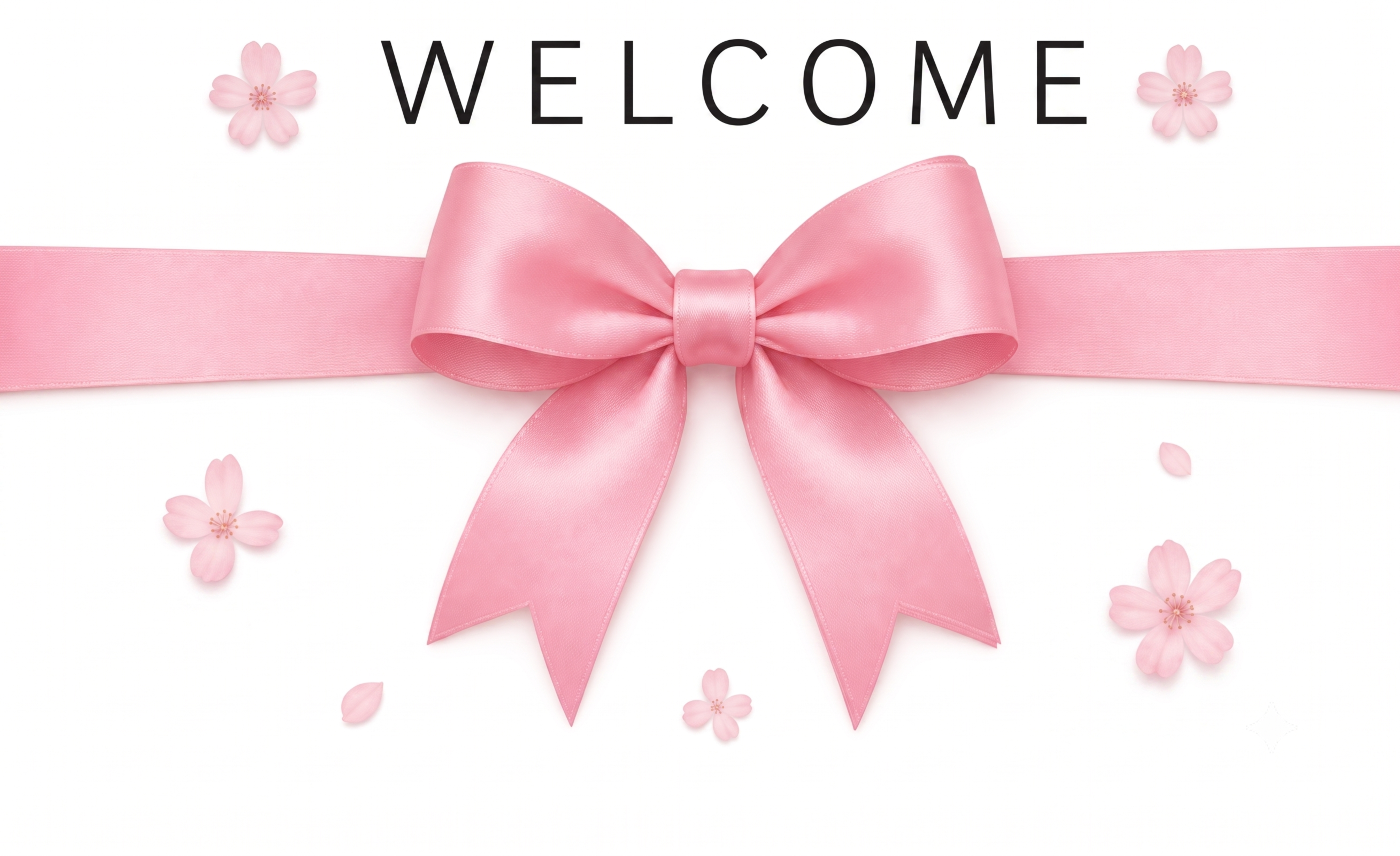 将图片变高清，保留原有的粉色蝴蝶结、樱花花瓣和WELCOME文… - 图片创意预览