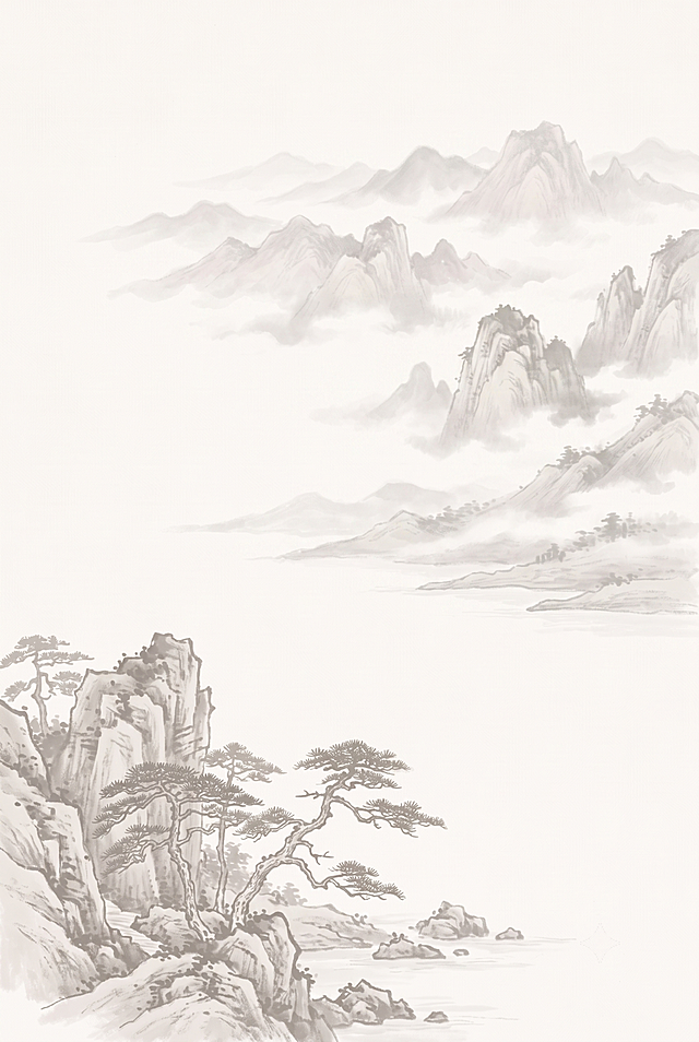 保持当前构图和黄山内容，调整为A4纸尺寸，将水墨颜色整体调淡，降低墨色浓度，适合作为背景图上方书写文字，保留淡雅宣纸质感
