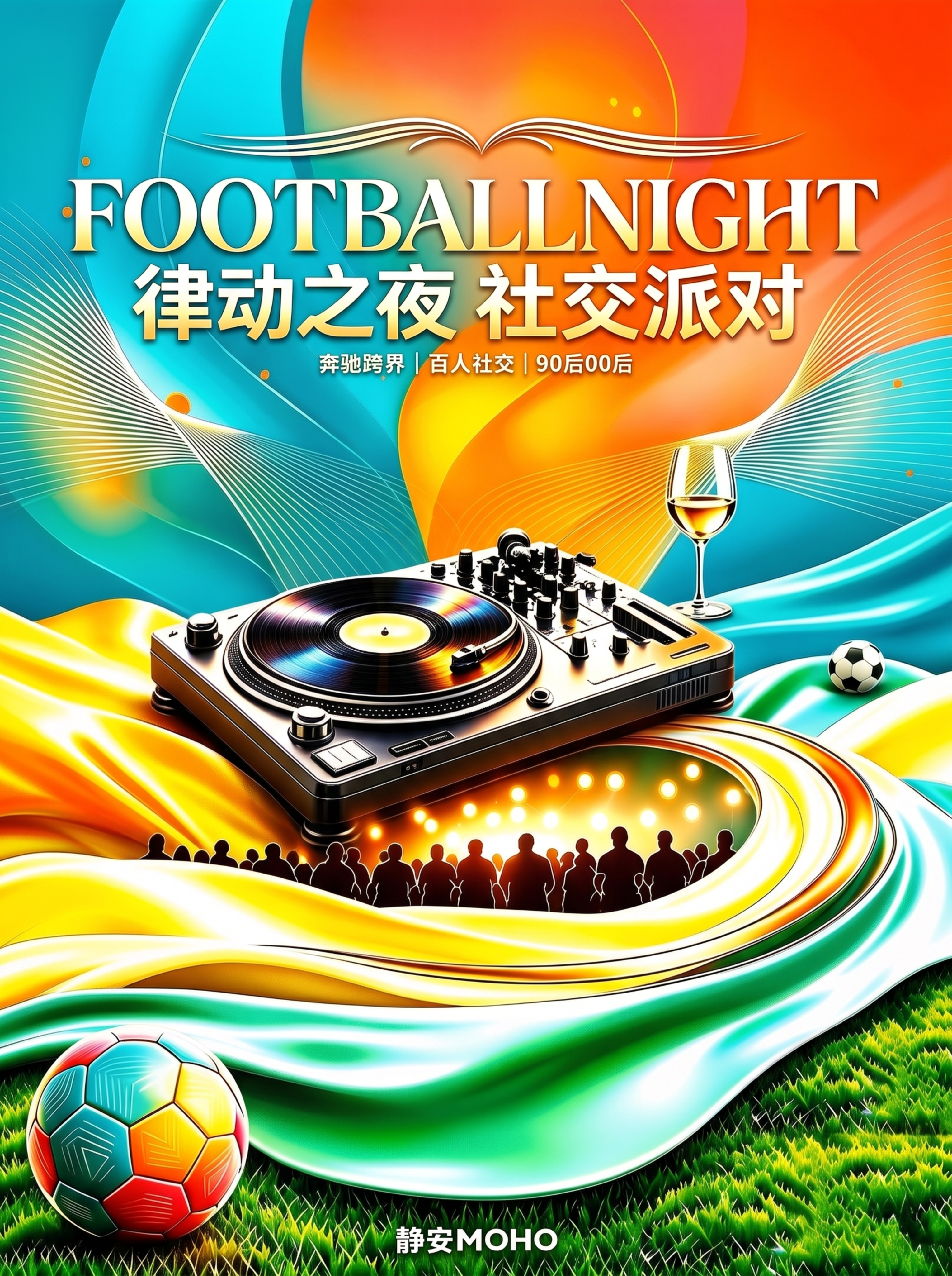 将律动之夜社交派对海报调整为3:4宽高比，不拉长压缩任何原有元… - 图片创意预览