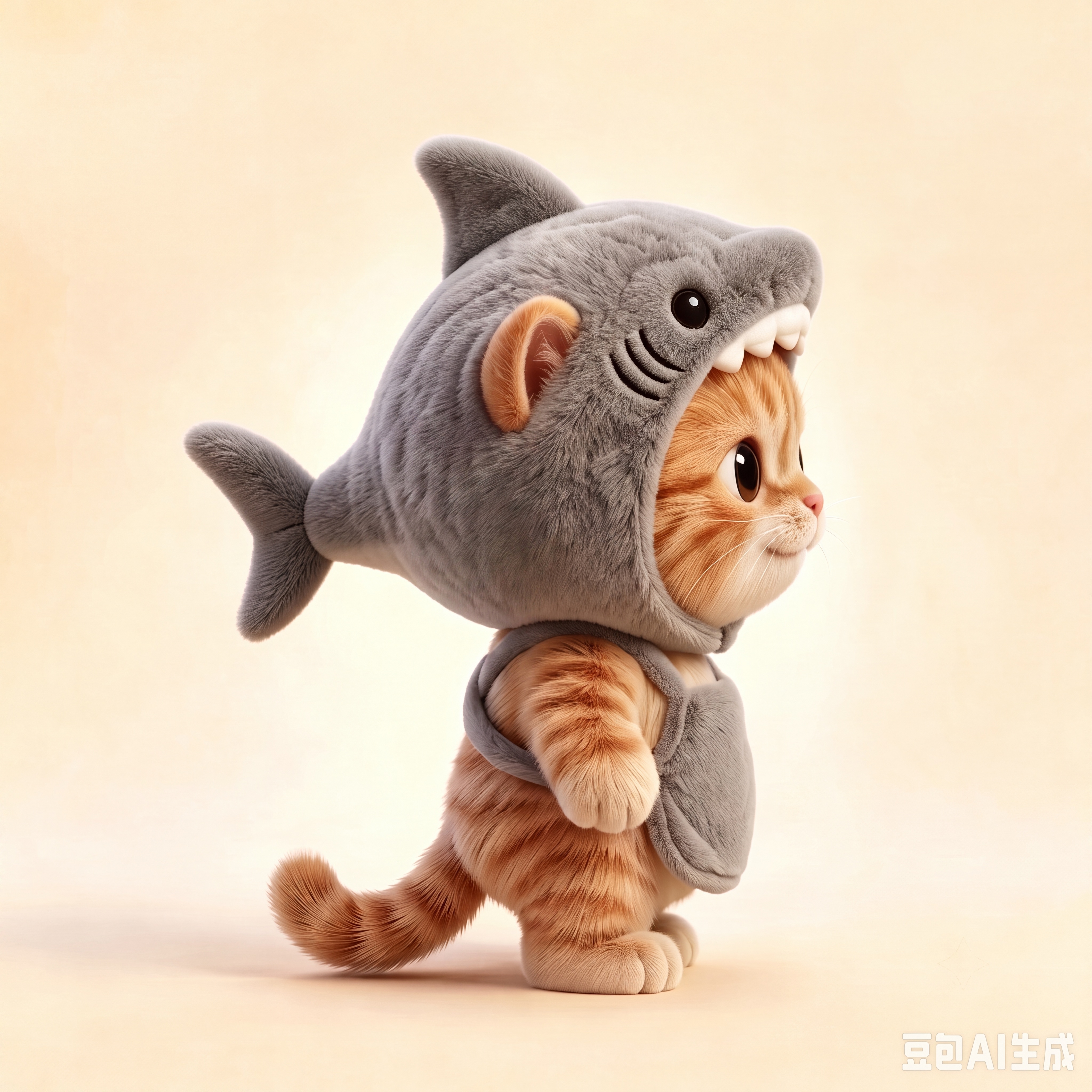 去掉小猫耳朵正下方的额外鱼鳍，保留所有其他细节，包括小猫本体、… - 图片创意预览
