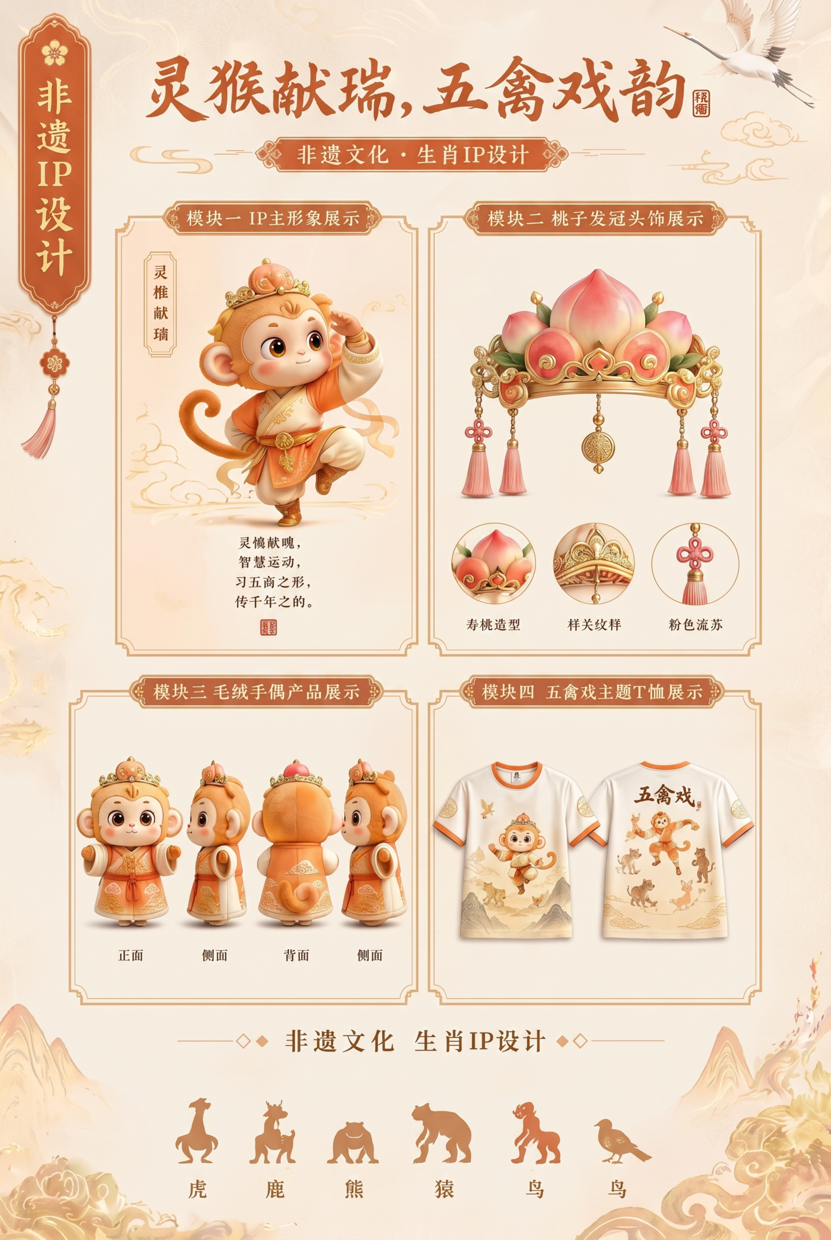仅调整左下角模块三毛绒手偶产品展示的四个手偶的比例为正常大小，… - 图片创意预览