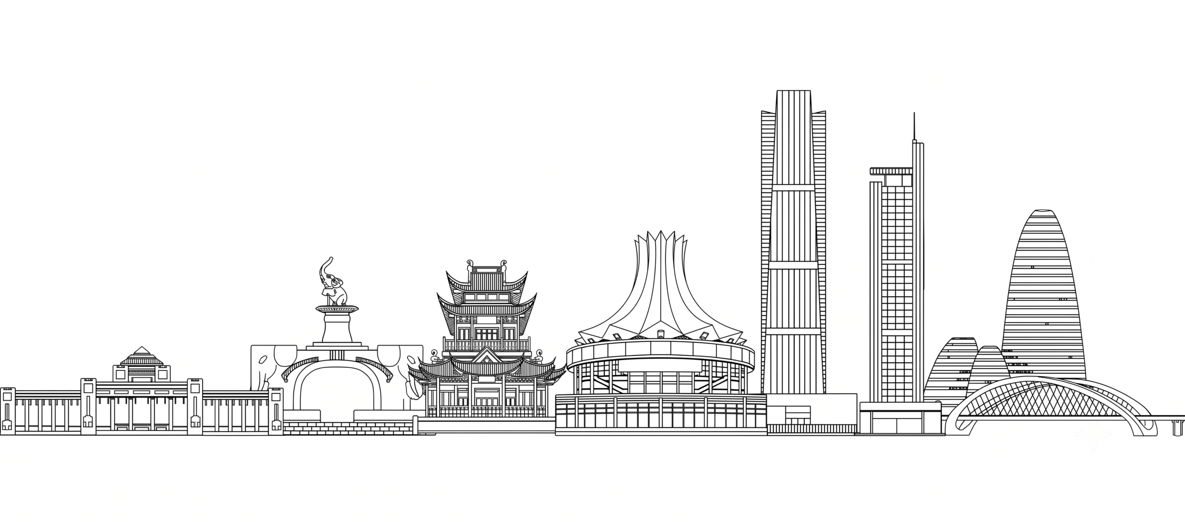 参考参考图重新生成一模一样的城市地标建筑线稿图，将原图的蓝色线… - 图片创意预览