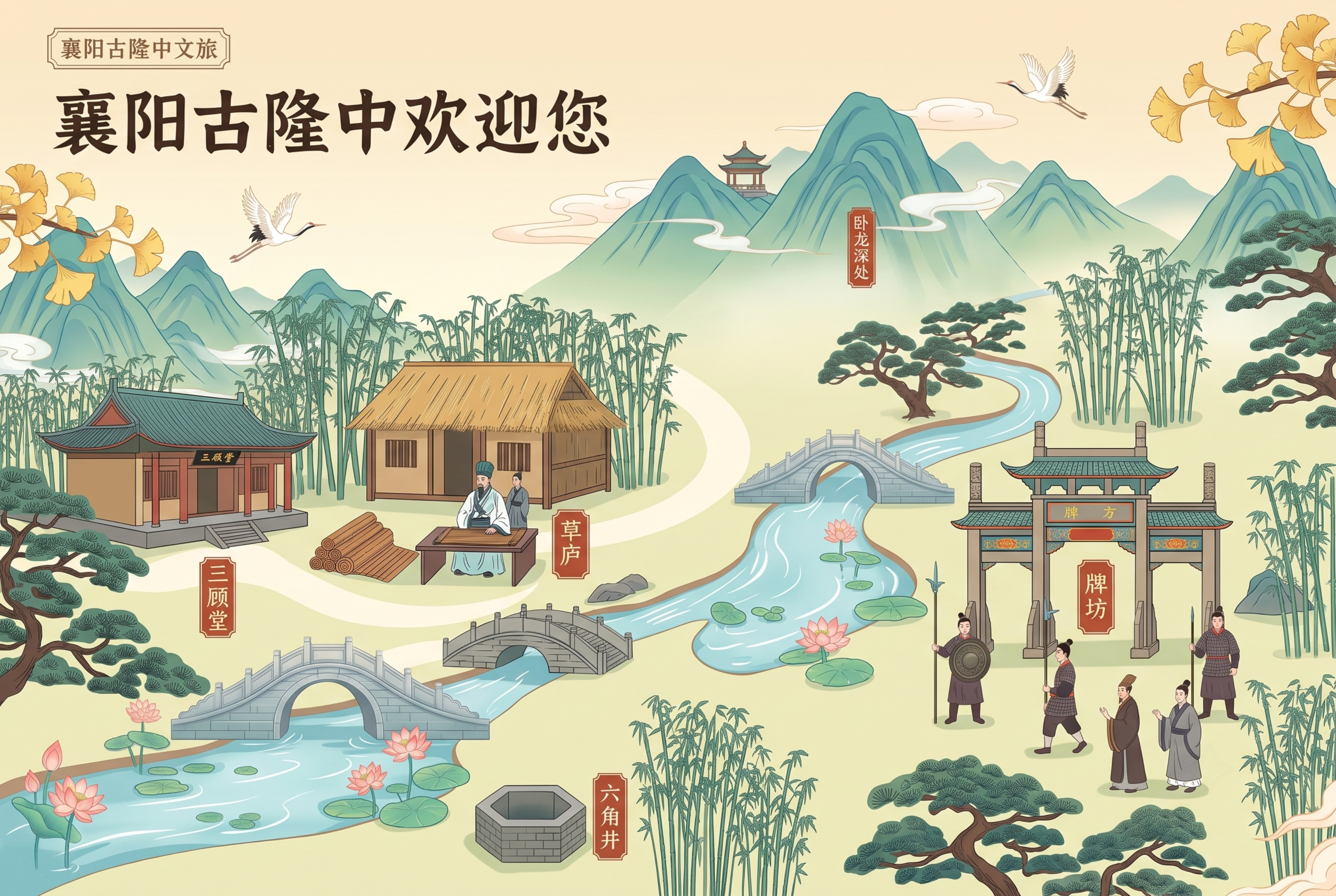 将这张襄阳古隆中导览图改为横版6:4比例（宽1080px，高7… - 图片创意预览