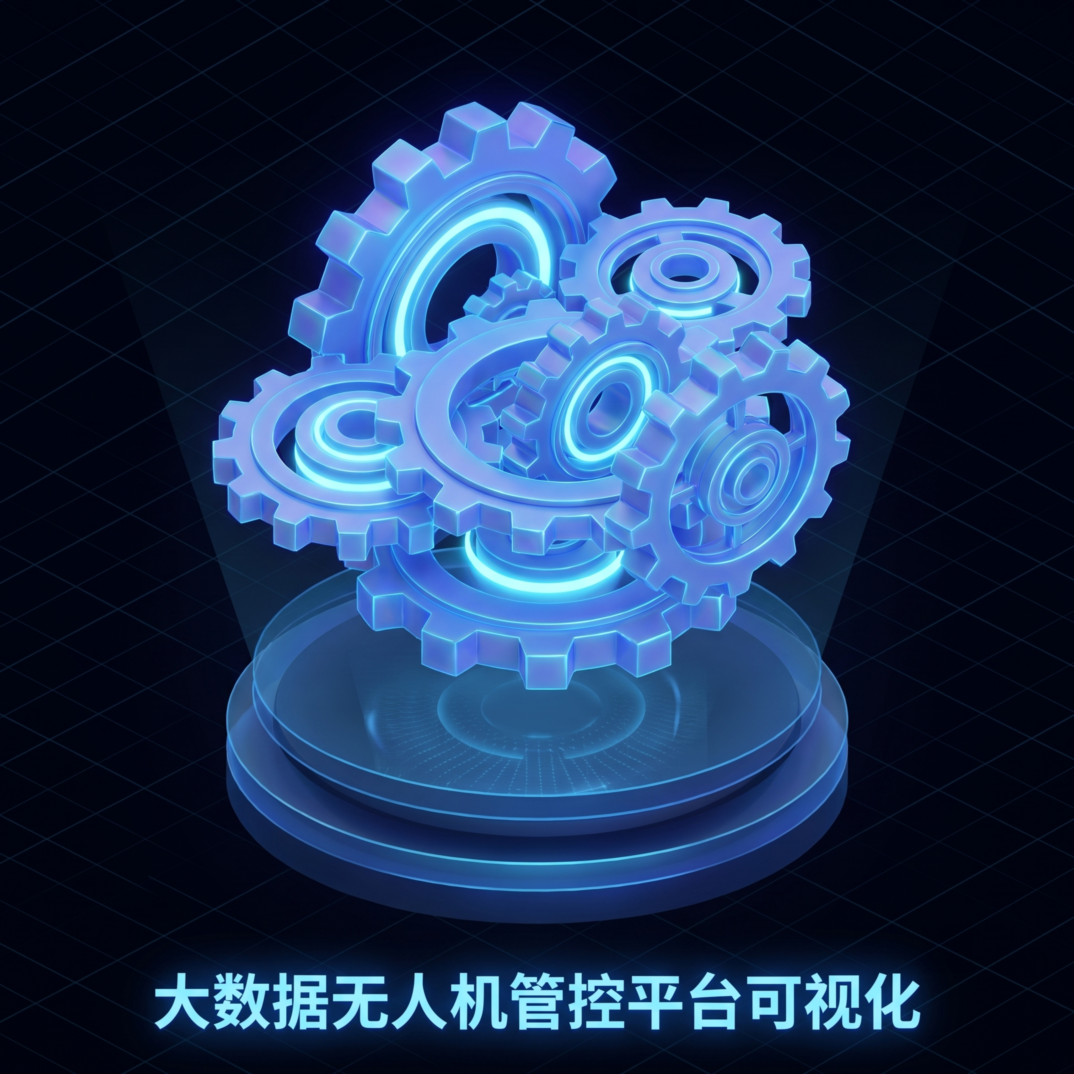 2.5D等距科技UI图标，统一梦幻蓝调材质，边缘菲涅尔蓝光高光… - 图片创意预览