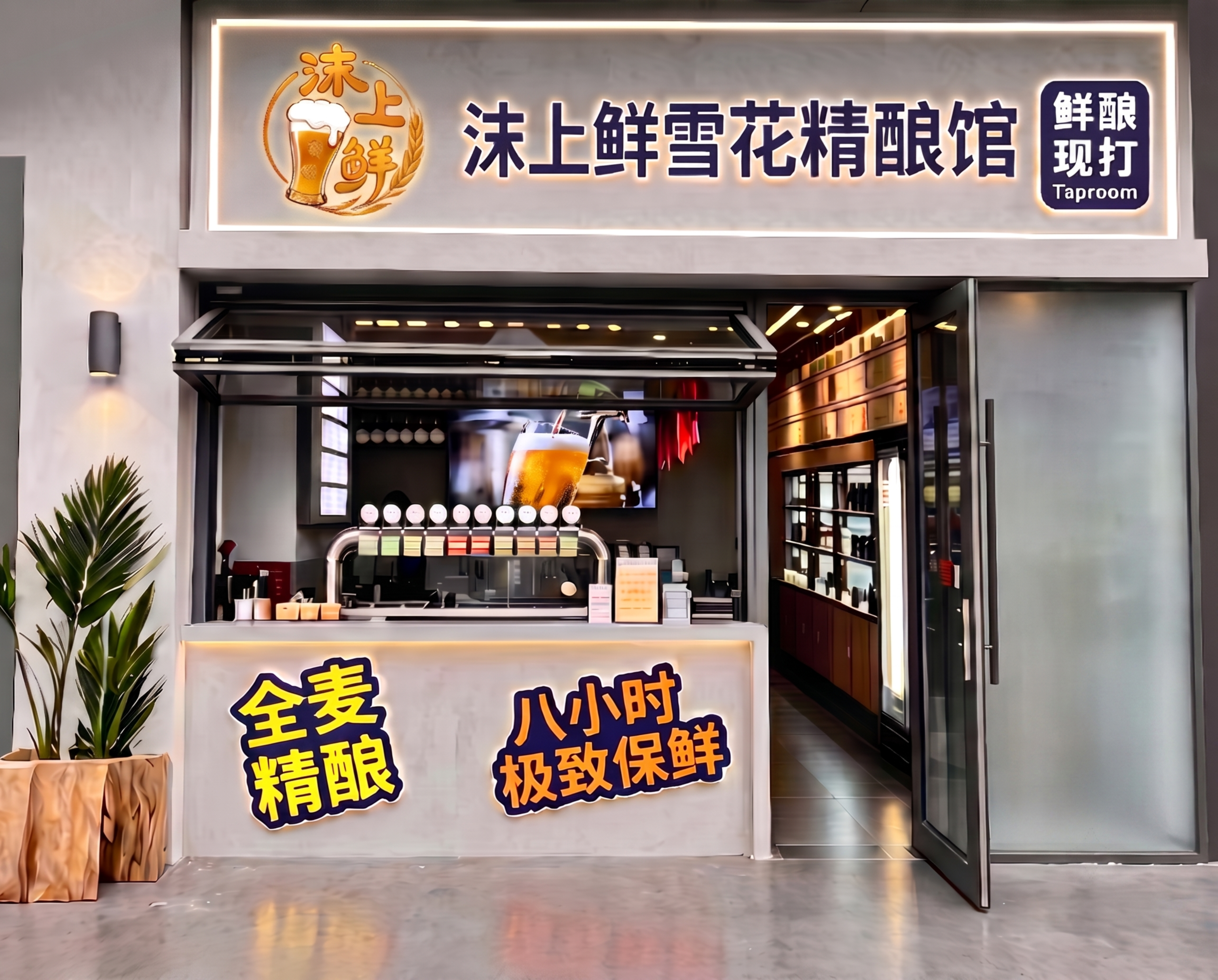 将右侧墙面改为一整块完整的不透明玻璃，去掉中间分格线条，保持和… - 图片创意预览