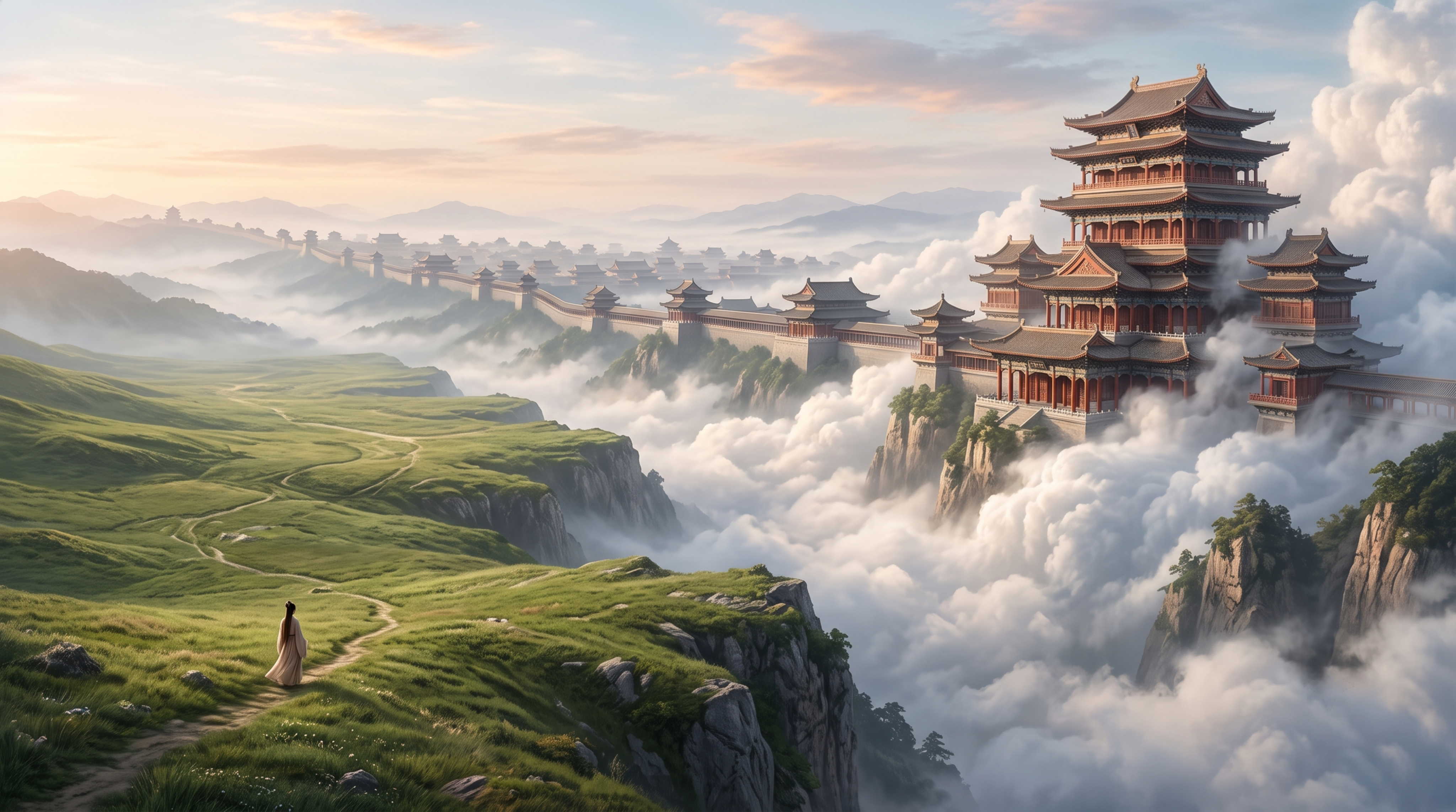 超写实电影级国风概念艺术，数字绘景，极致宏大的东方仙境场景。大… - 图片创意预览
