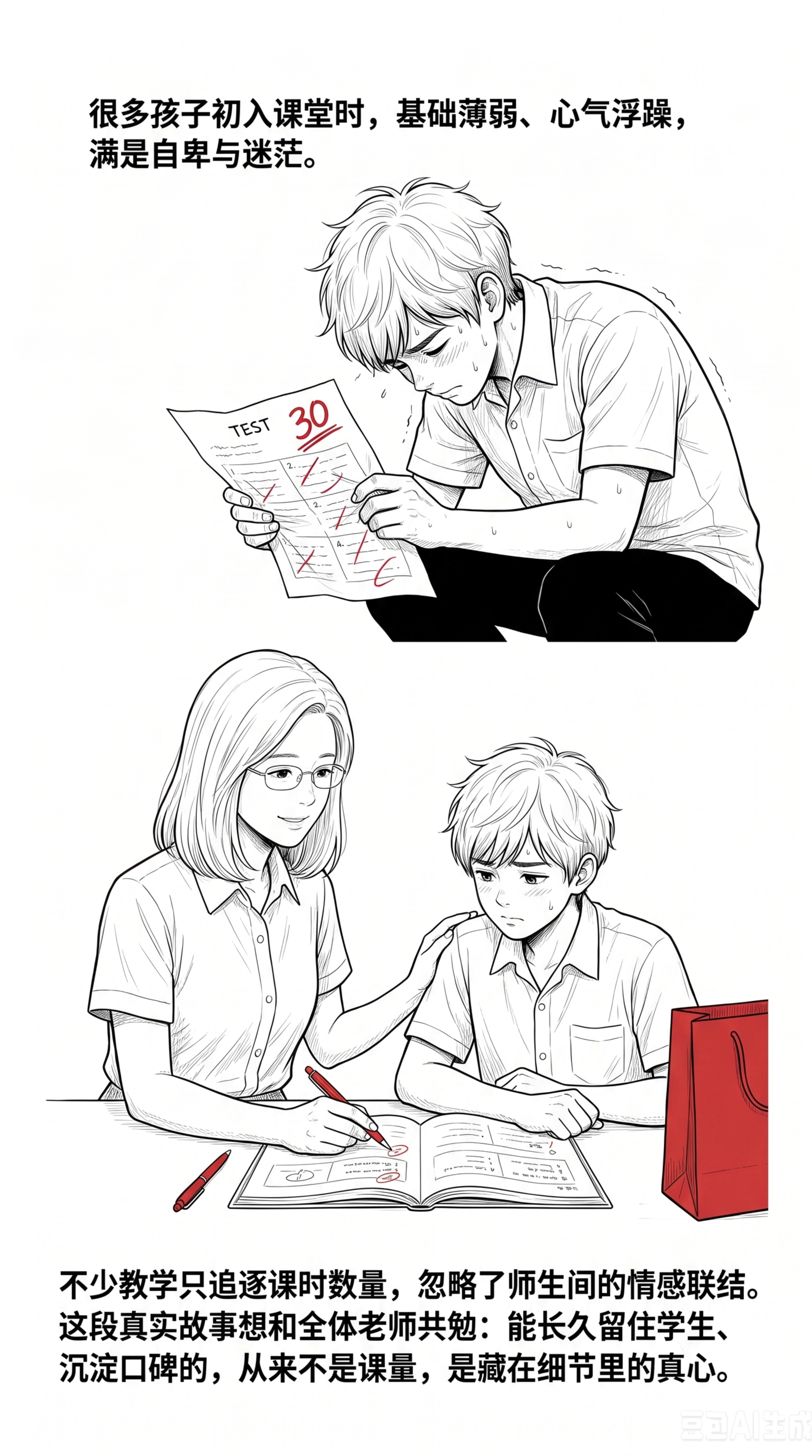 纯白极简条漫风格，干净黑色实线描边，黑白线稿为主，少量浅灰平涂… - 图片创意预览