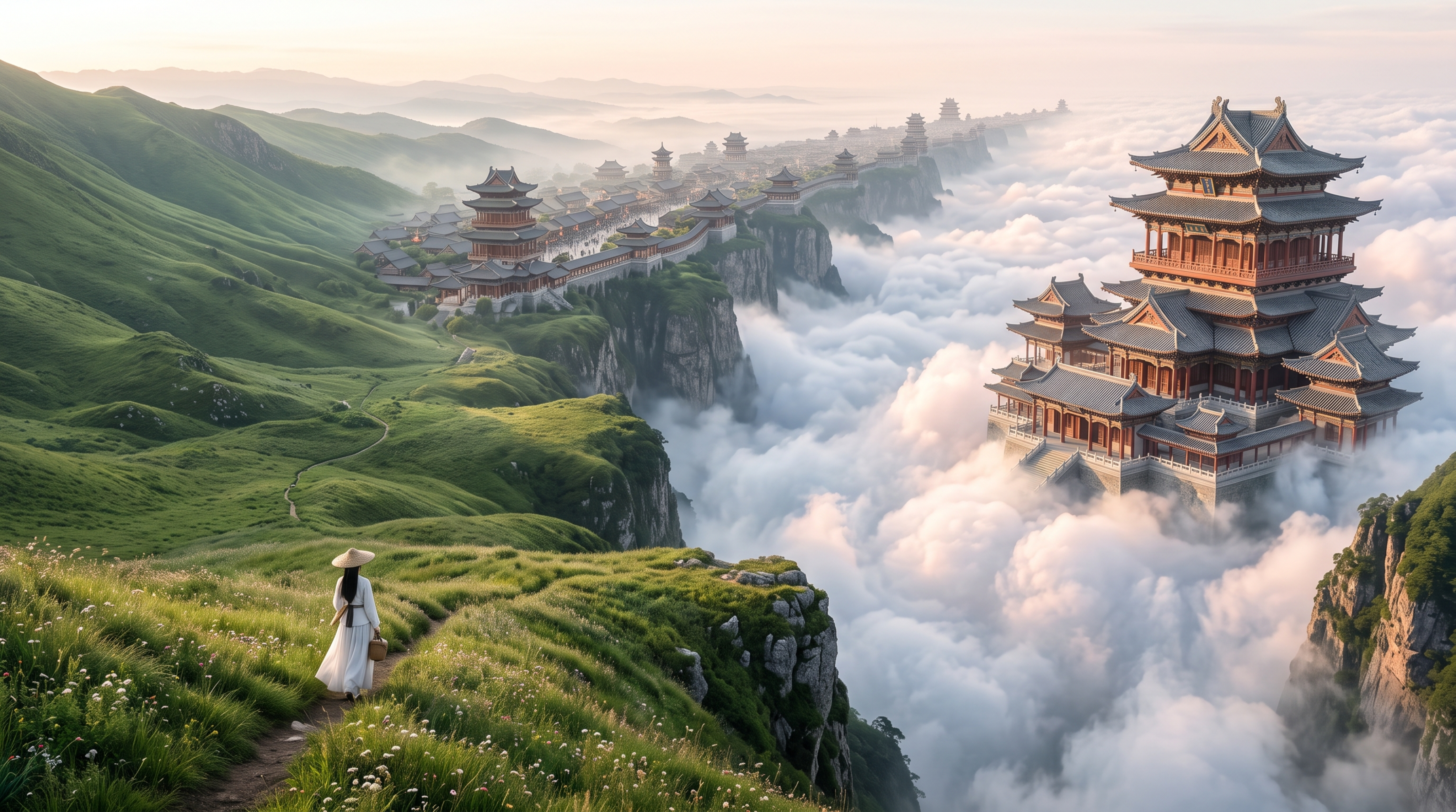 超写实电影级国风概念艺术，数字绘景，极致宏大的东方仙境场景。大… - 图片创意预览