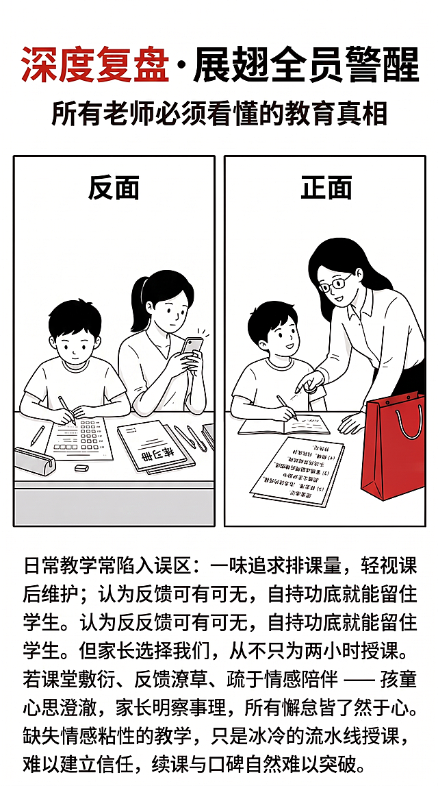 「图片1」生成一张反面案例漫画：1 对 1 辅导场景中，老师与学生并排坐在同一张桌子旁。学生独立完成练习题，桌上放着试卷、练习册和文具。老师坐在学生旁边，没有讲解、没有看学生作业，而是低头玩手机，表现出不负责、敷衍教学的状态。画面采用漫画插图风格，构图清楚，人物关系明确，突出 “老师玩手机，学生自学做题” 的核心矛盾。