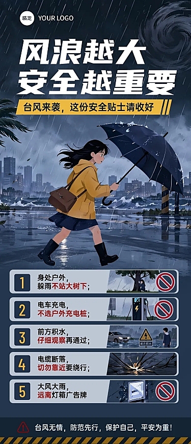 台风安全防范手册竖版海报