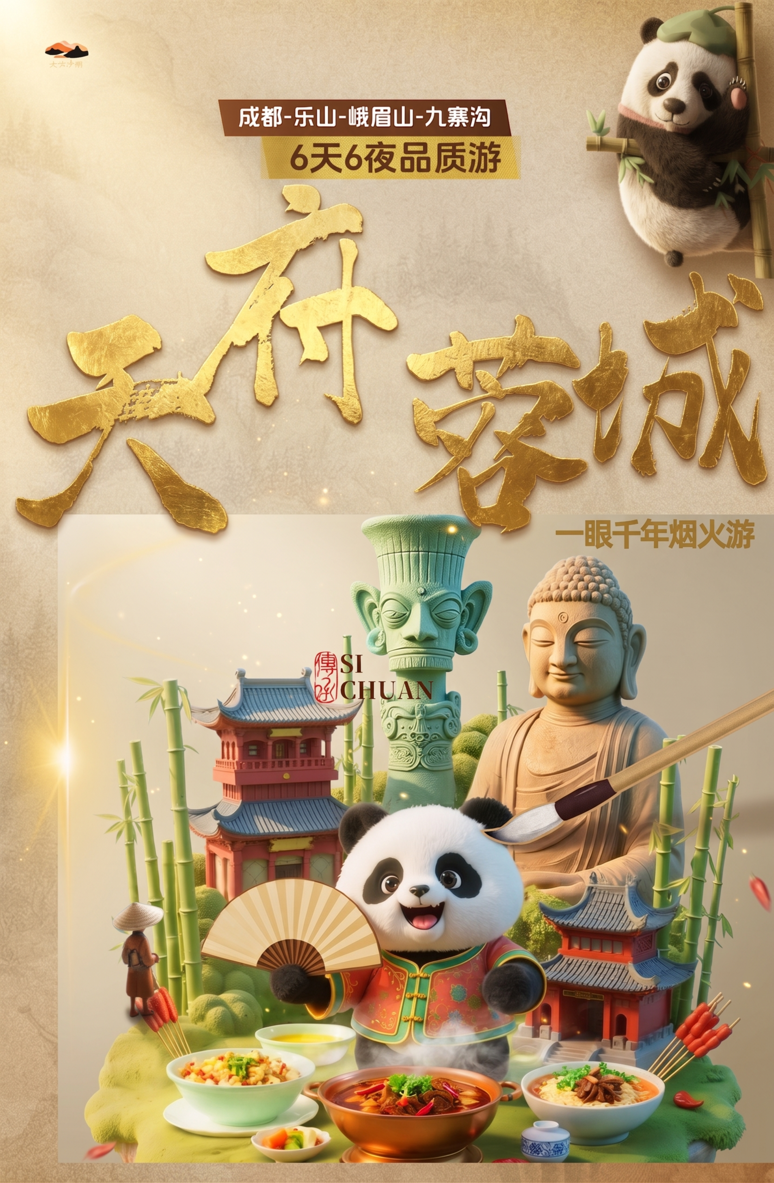 优化这张天府蓉城四川旅游海报，提升商业化、专业化质感，保持所有… - 图片创意预览