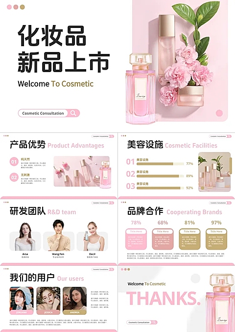化妆品新品上市企业介绍PPT套装演示文稿
