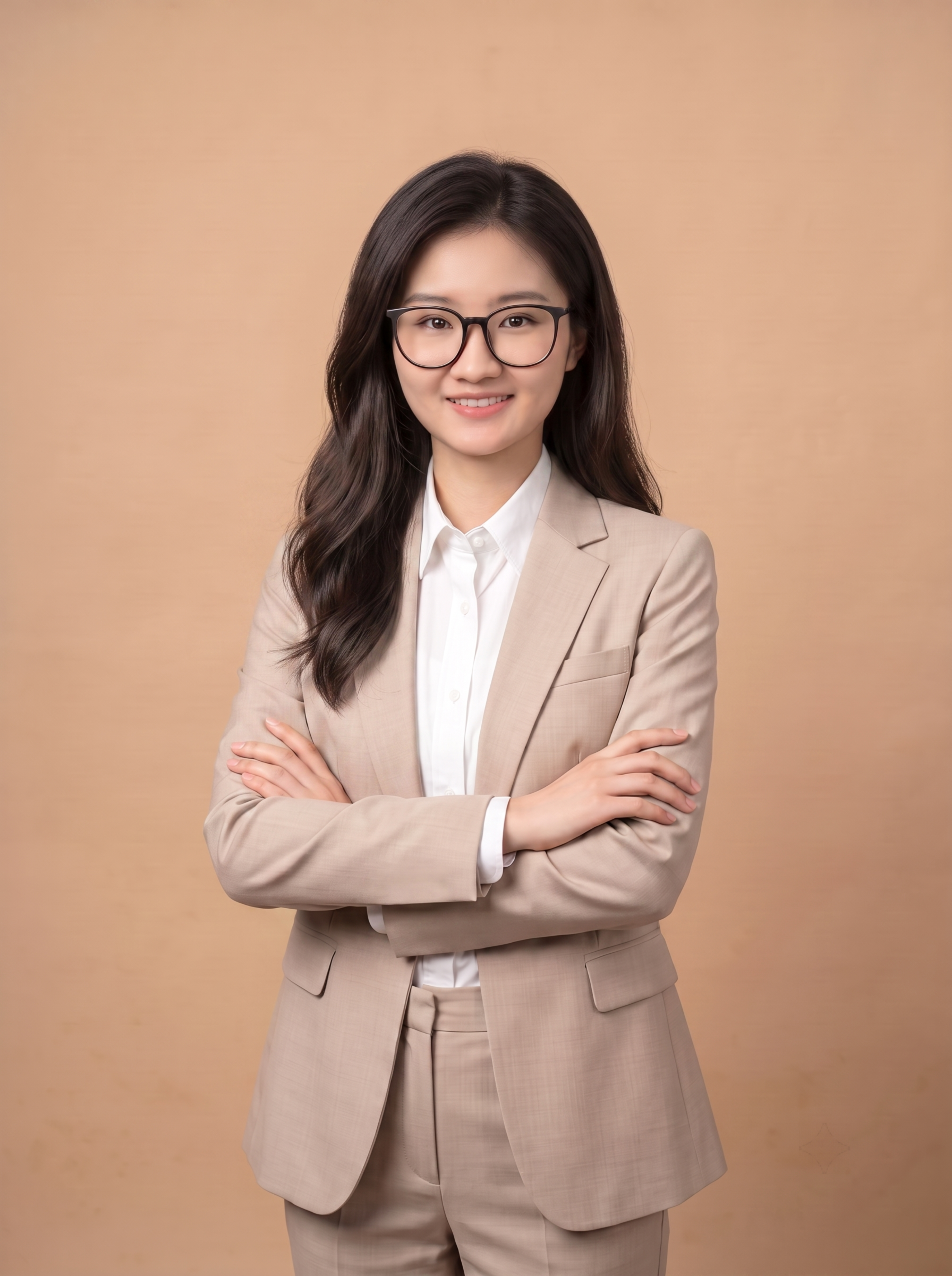 根据参考图生成教师职业女强人形象照，保留人物脸型五官年龄特征，… - 图片创意预览