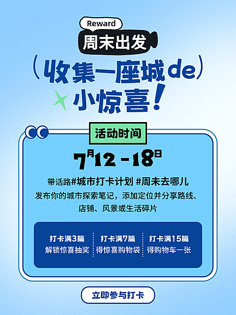 小红书城市打卡活动封面配图