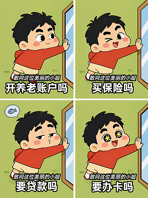 金融保险理财宣传表情包搞笑卡通四格漫画小红书封面