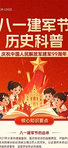 81建军节学校学生科普喜庆感政务感长图竖版海报AIGC