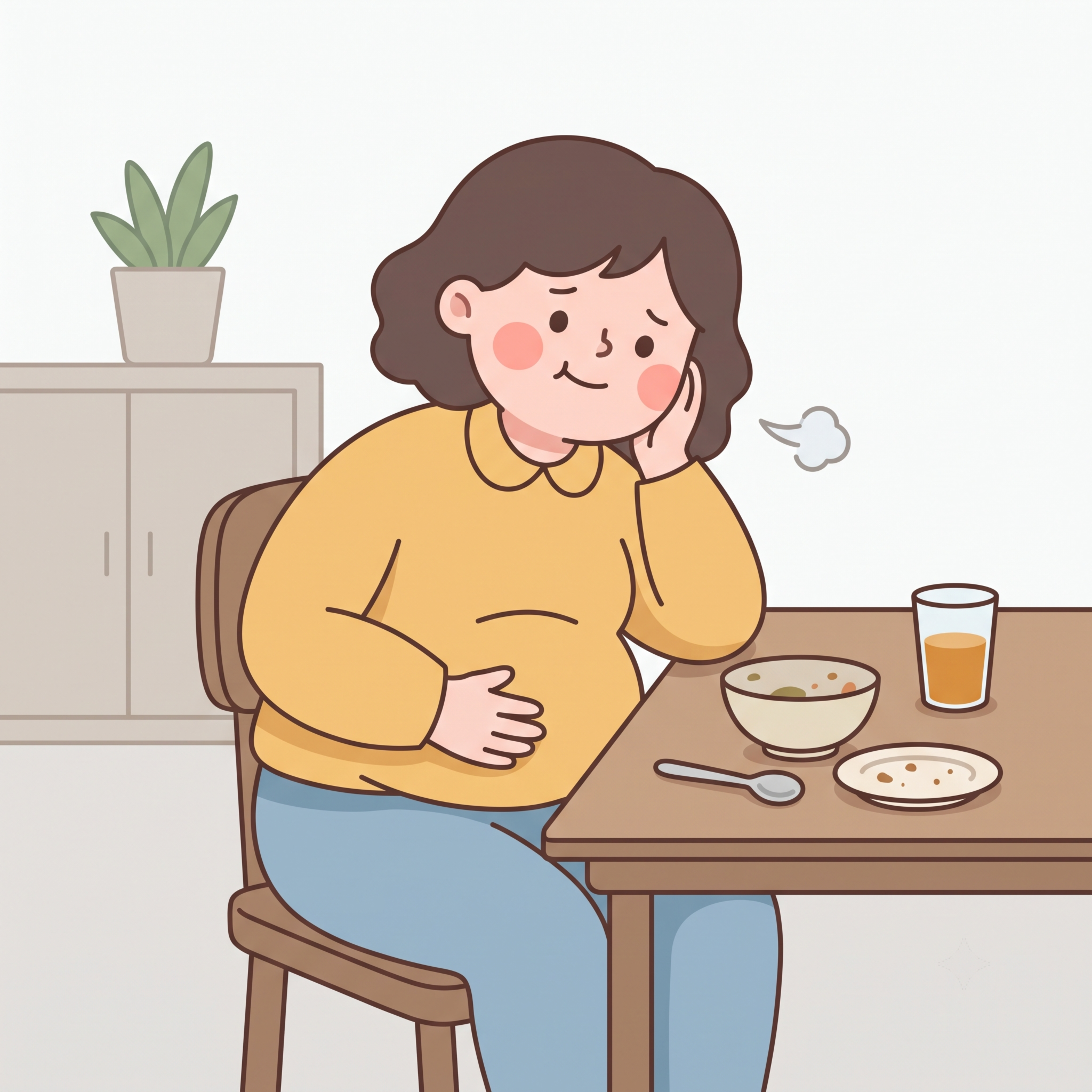生成同风格的三餐不规律，餐后久坐，缺乏运动，高负担人群的 4… - 图片创意预览