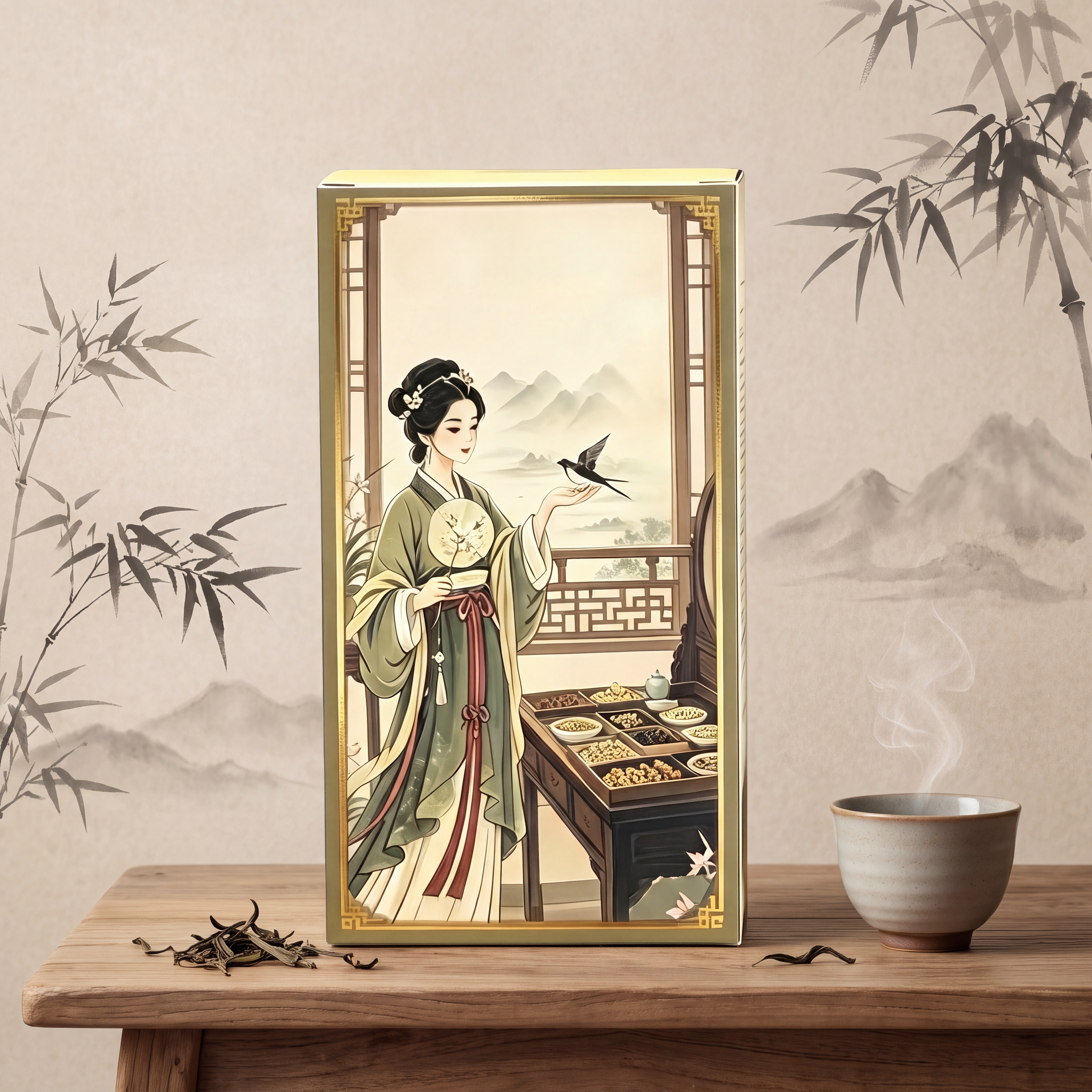 参考图中古法草本植物饮产品，生成电商主图，画面整洁，不需要任何… - 图片创意预览