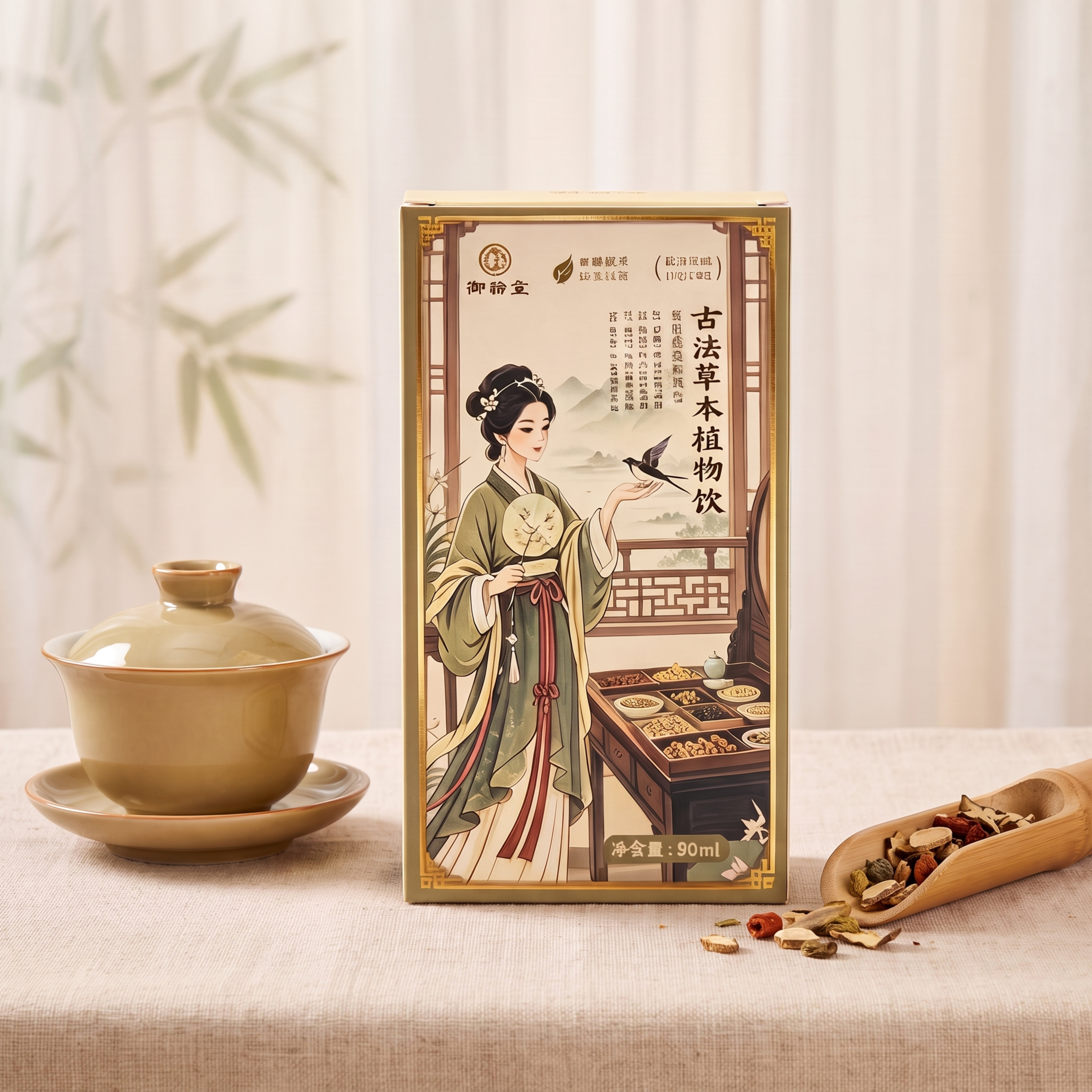 去除图片下方所有文字与打标框，保持画面其余内容、古风工笔风格和… - 图片创意预览