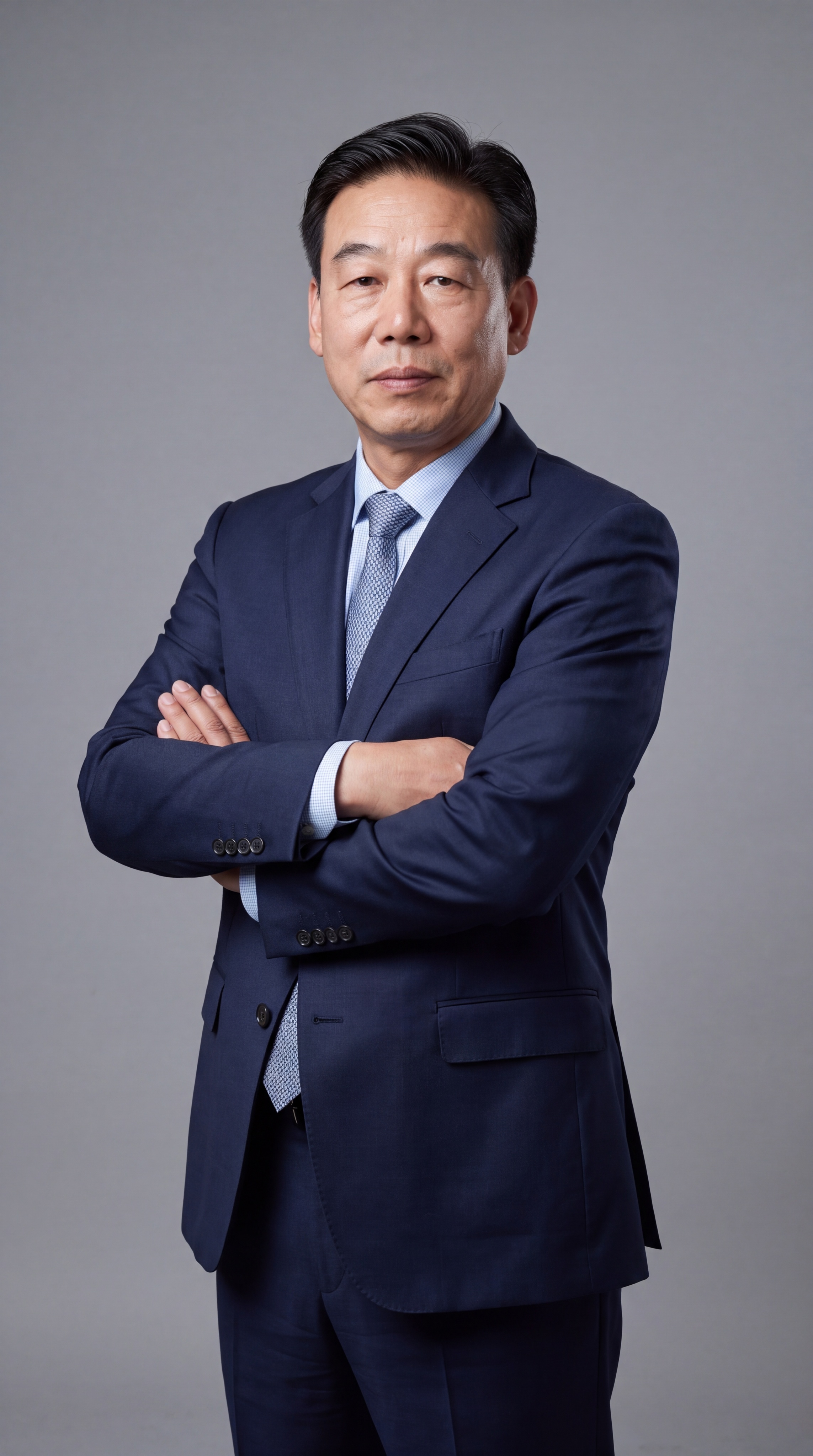 基于参考图中的男性本人形象，生成一张45岁男性商务形象照，全身… - 图片创意预览