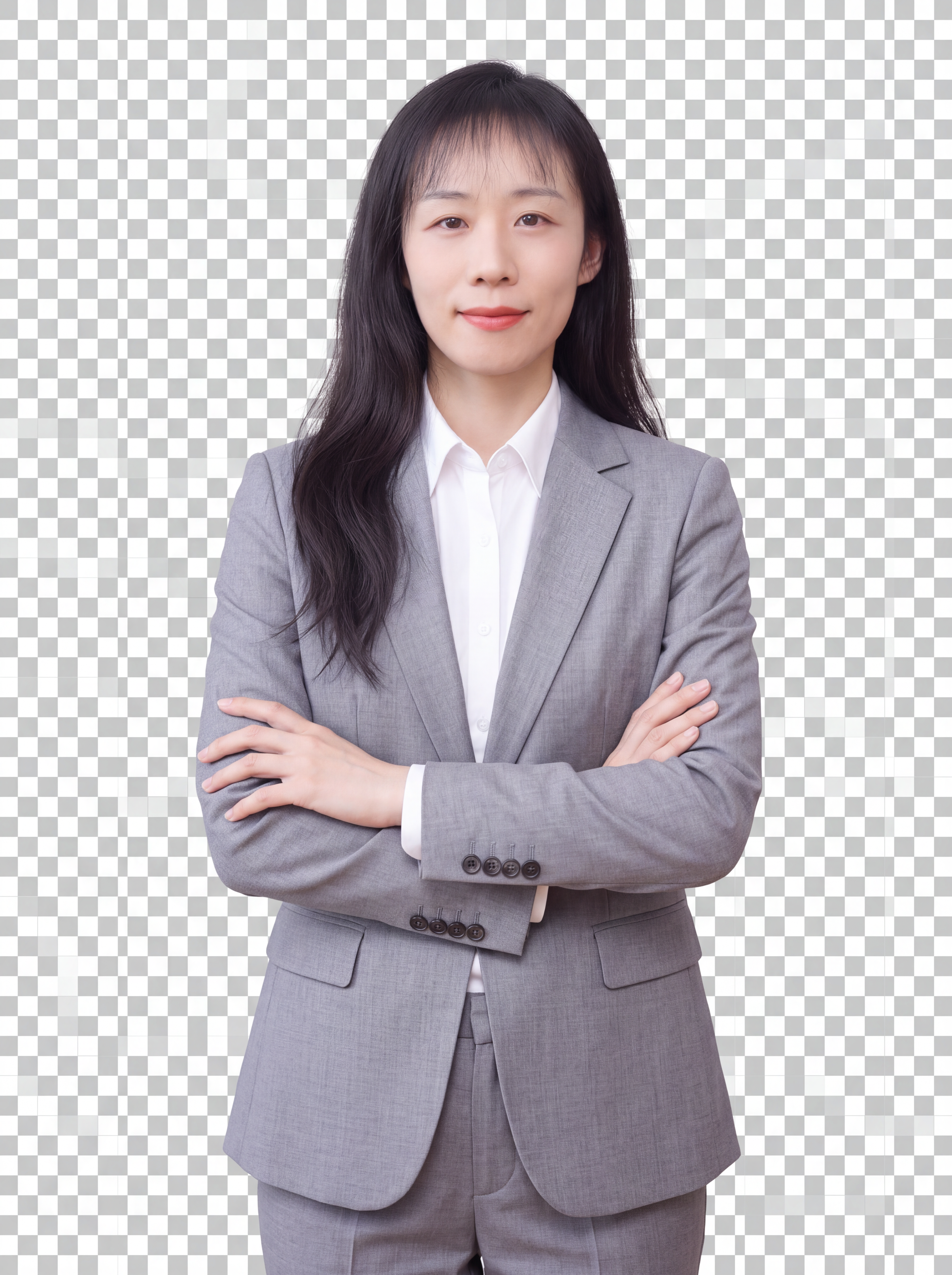 参考图中保留人物脸型、发型、年龄等特征，更换为浅灰色精纺羊毛混… - 图片创意预览