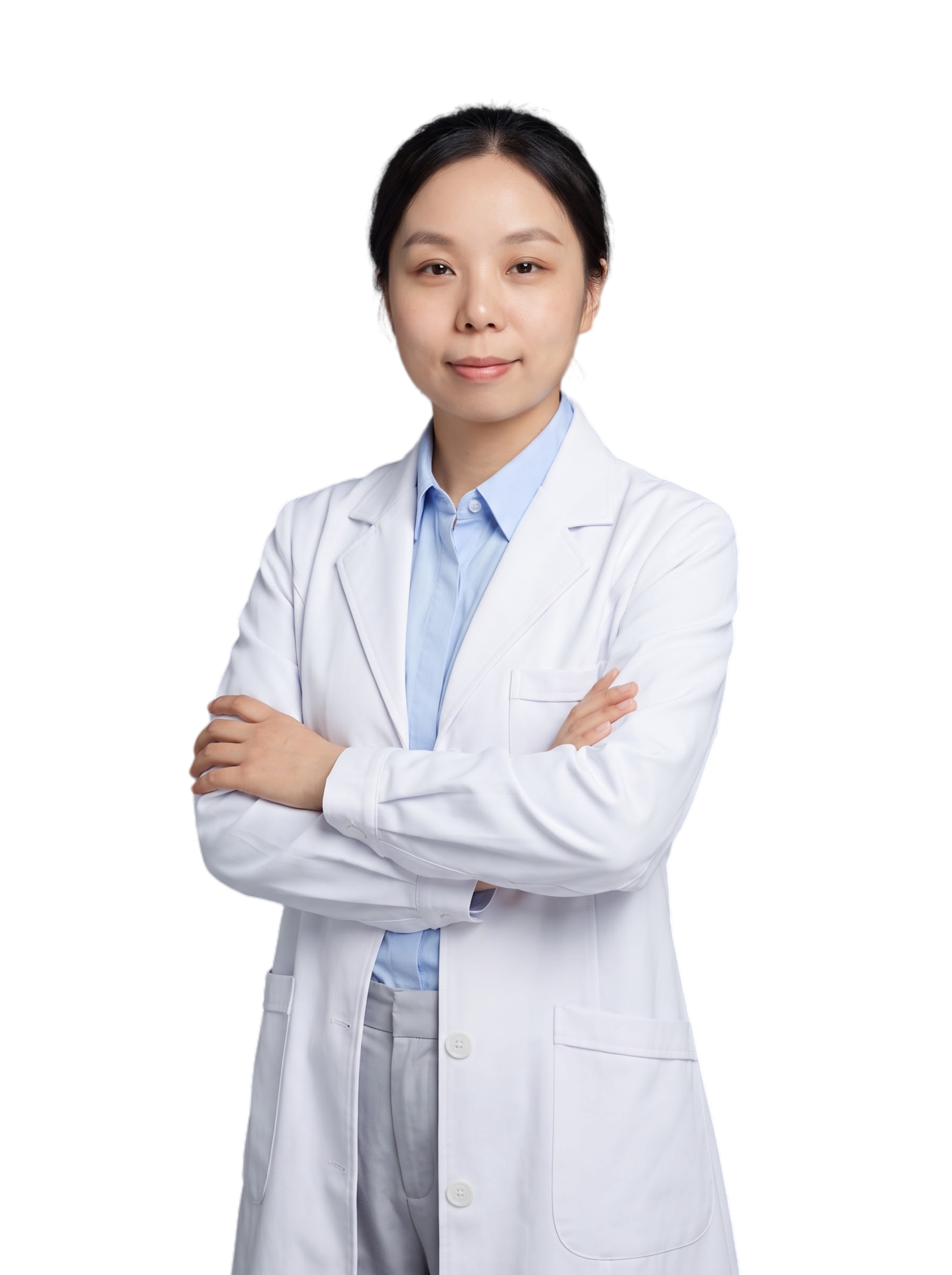 参考图中保留人物脸型、发型、年龄等特征生成职业医生形象照,标准… - 图片创意预览