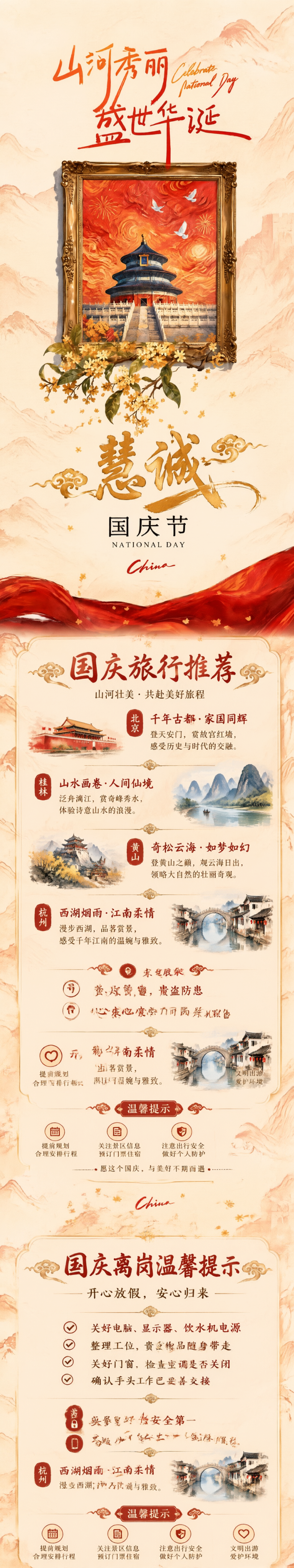 将三张竖版国庆主题海报纵向拼接为一张完整长图，尺寸为宽度108… - 图片创意预览