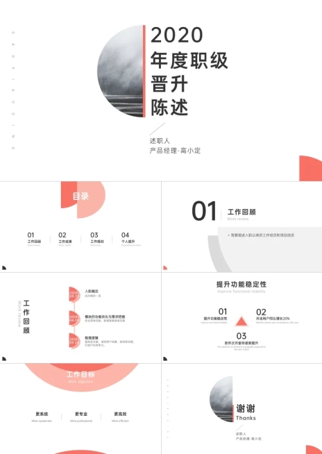 简约产品经理职级晋升PPT预览效果
