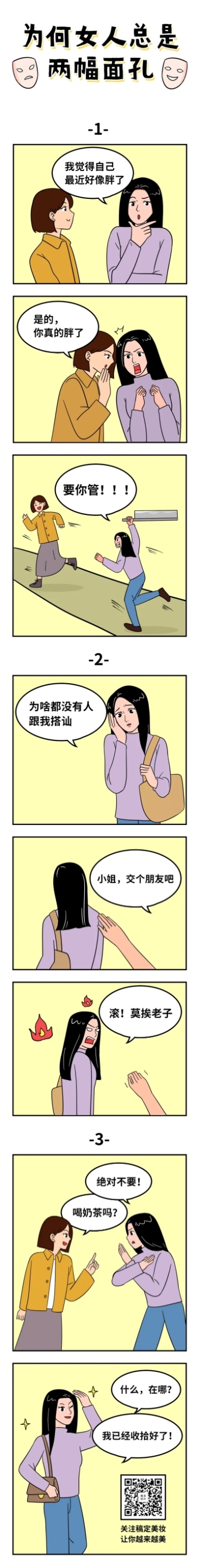 两幅面孔卡通手绘可爱漫画条漫长图预览效果